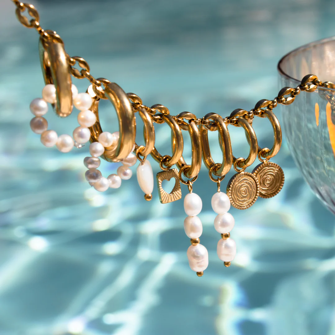 Pearly Donut Hoop Set Silver - Image 3