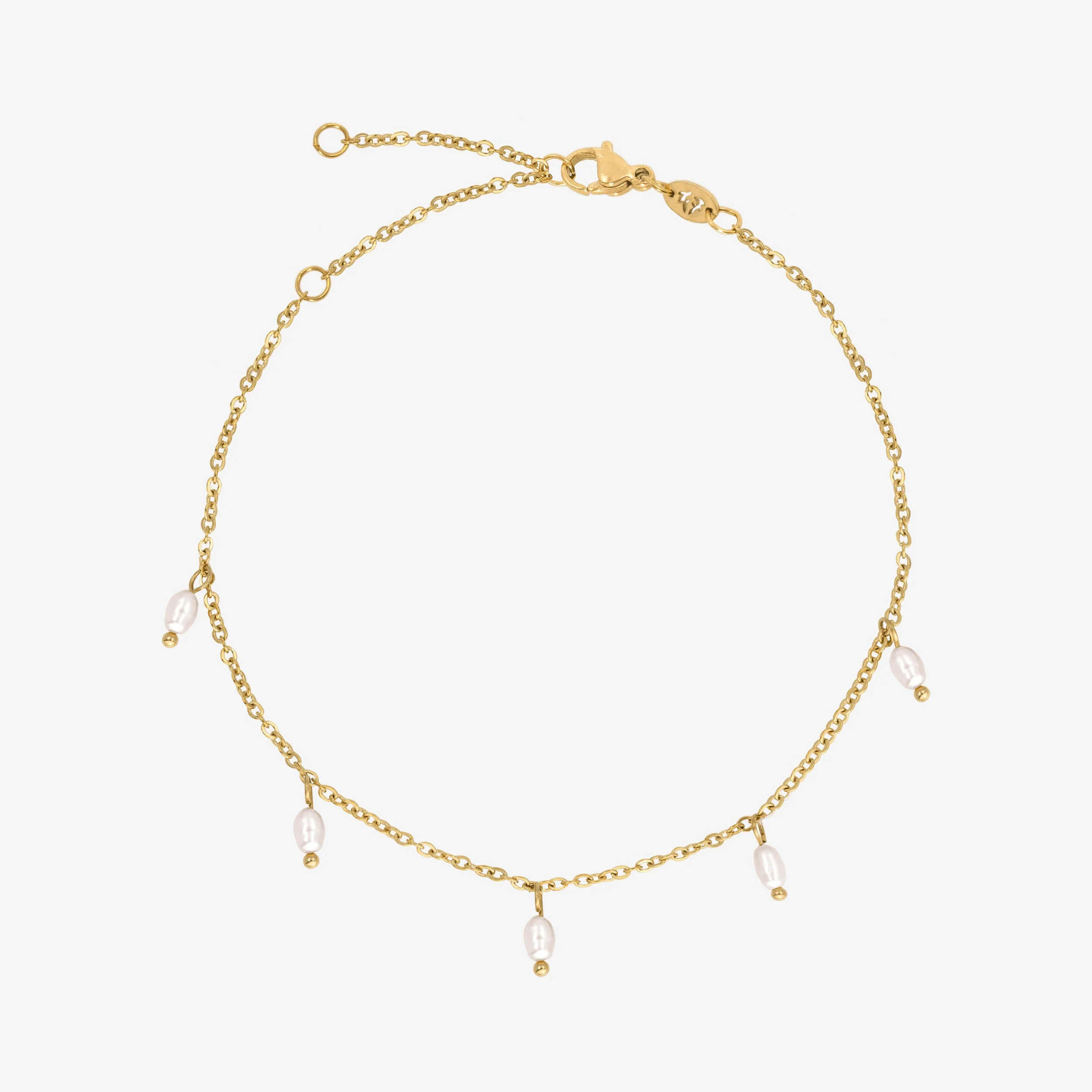 Perla Blanco Anklet Gold