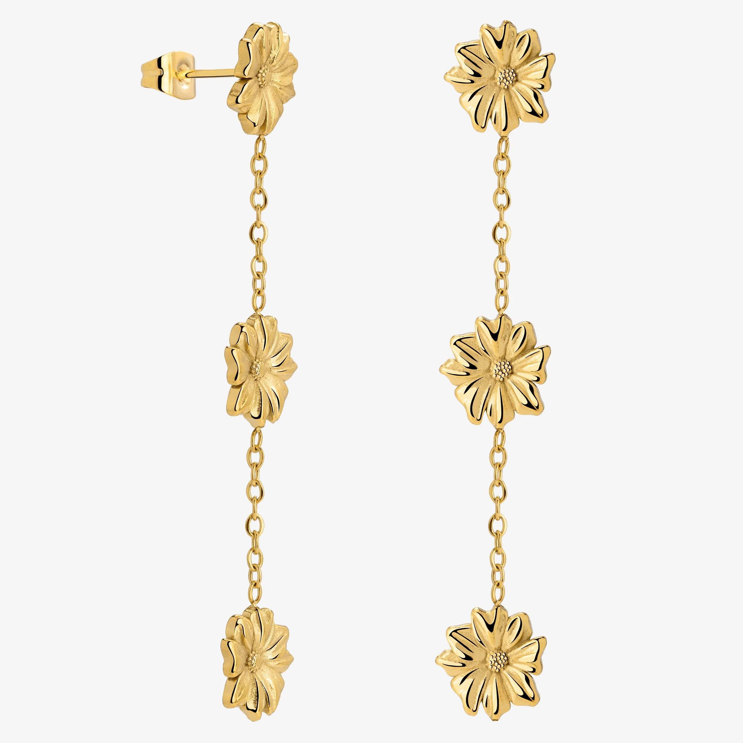 Petal Fall Studs Gold