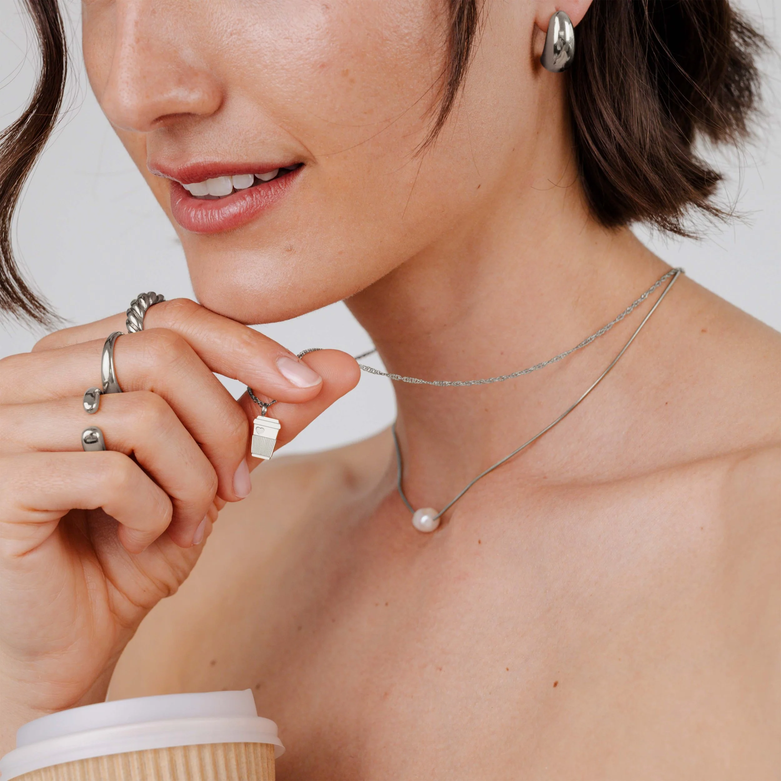 Petit Café Necklace Silver - Image 2