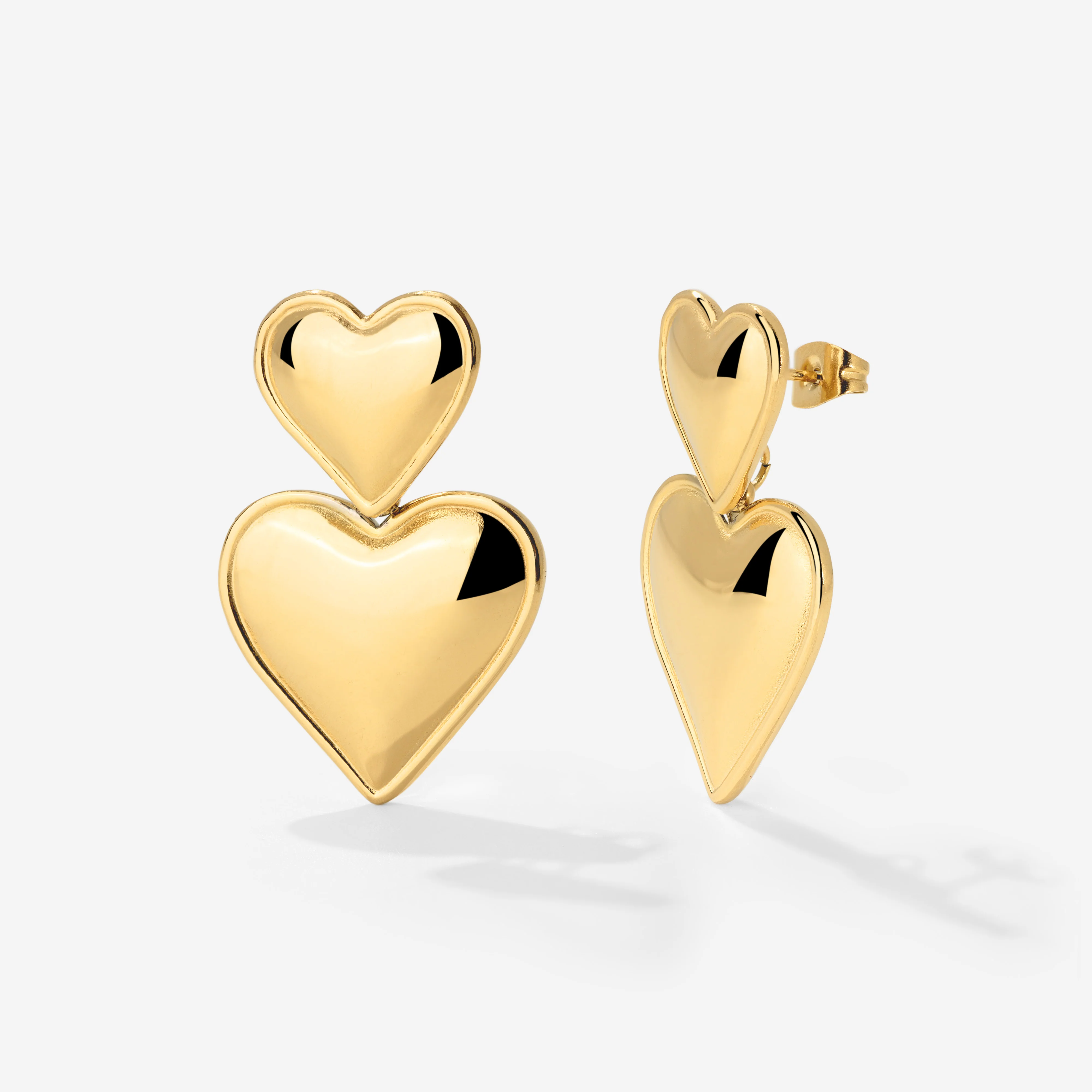 Pillow Hearts Earrings Gold