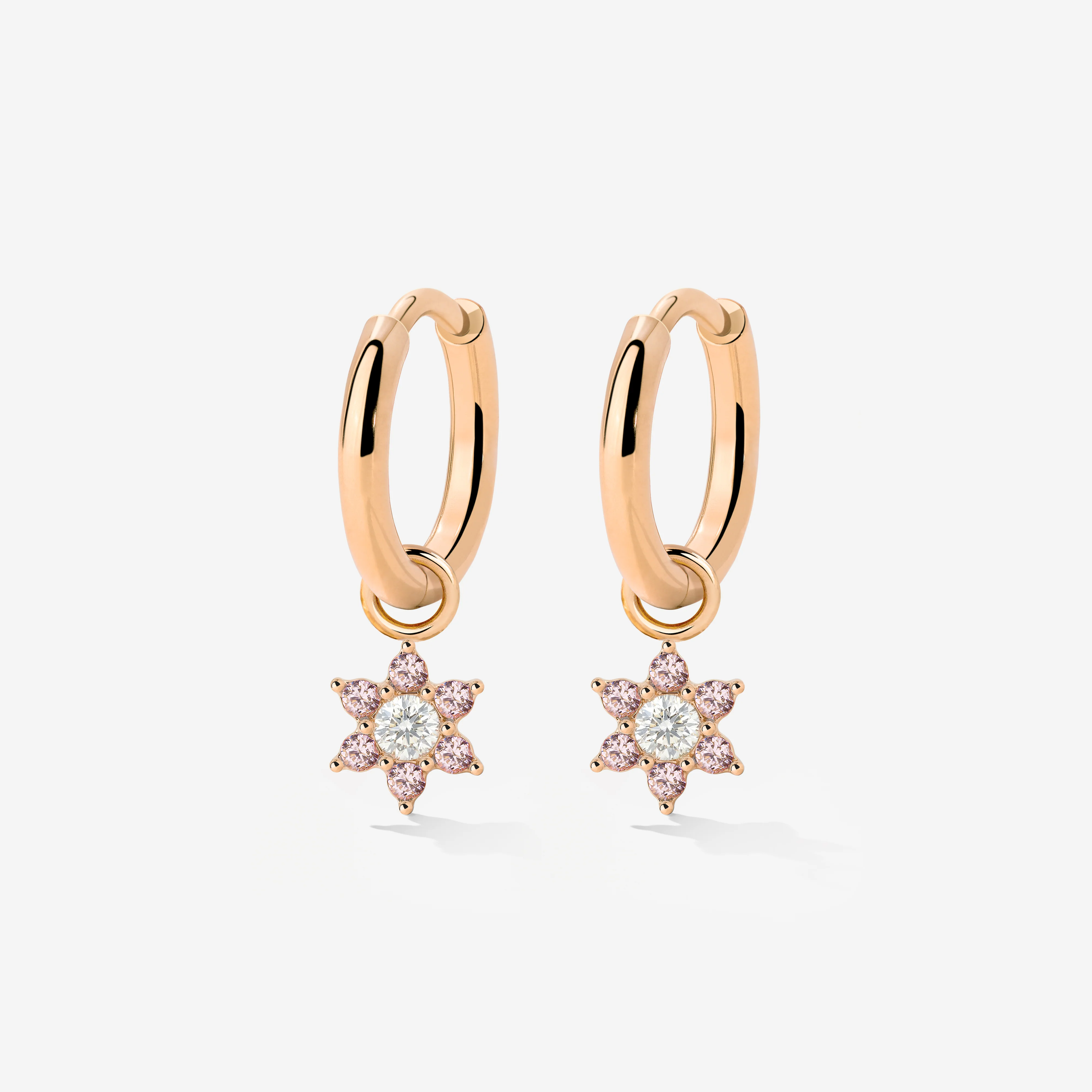 Pink Petal Hoop Set Small Rose Gold