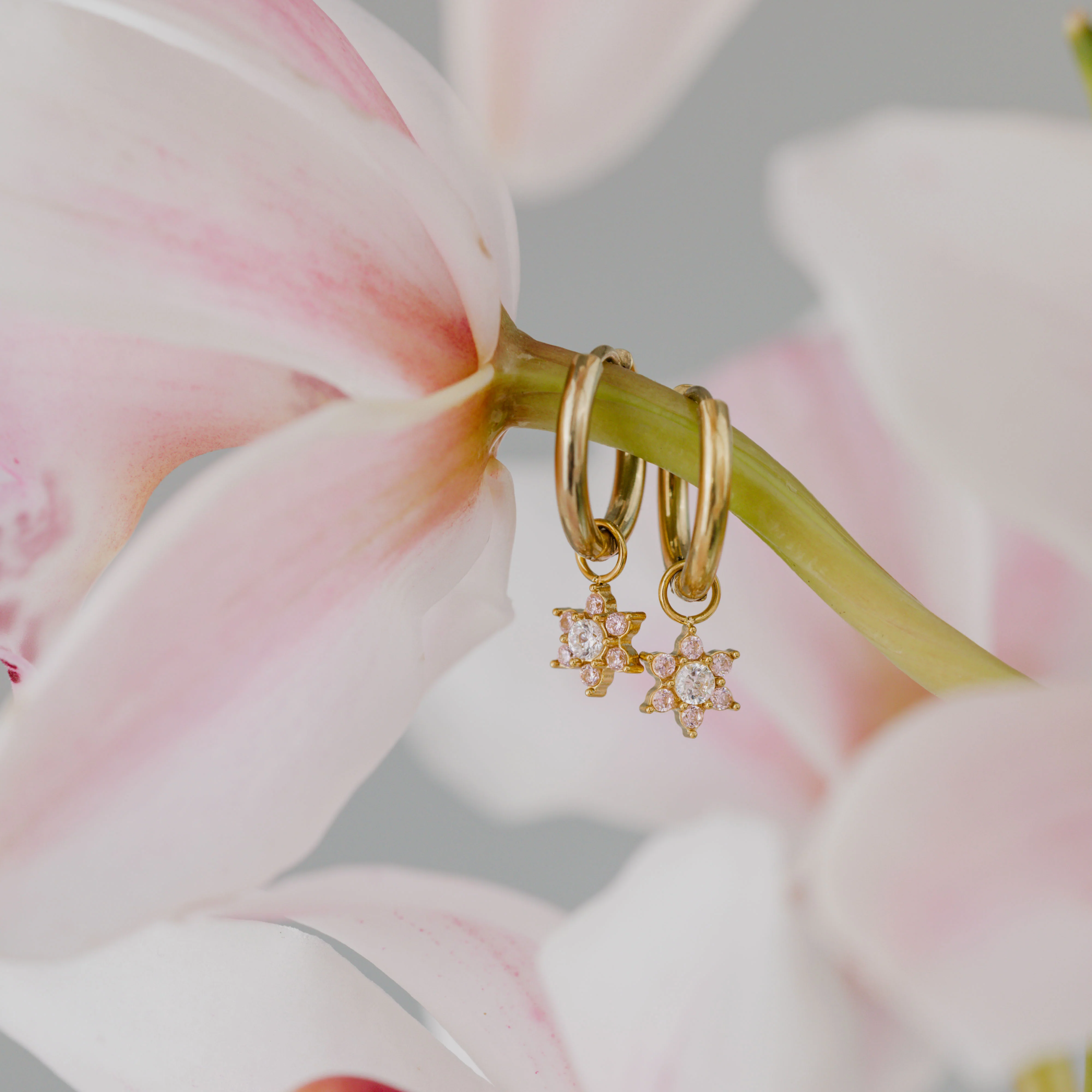 Pink Petal Hoop Set Small Rose Gold - Image 4