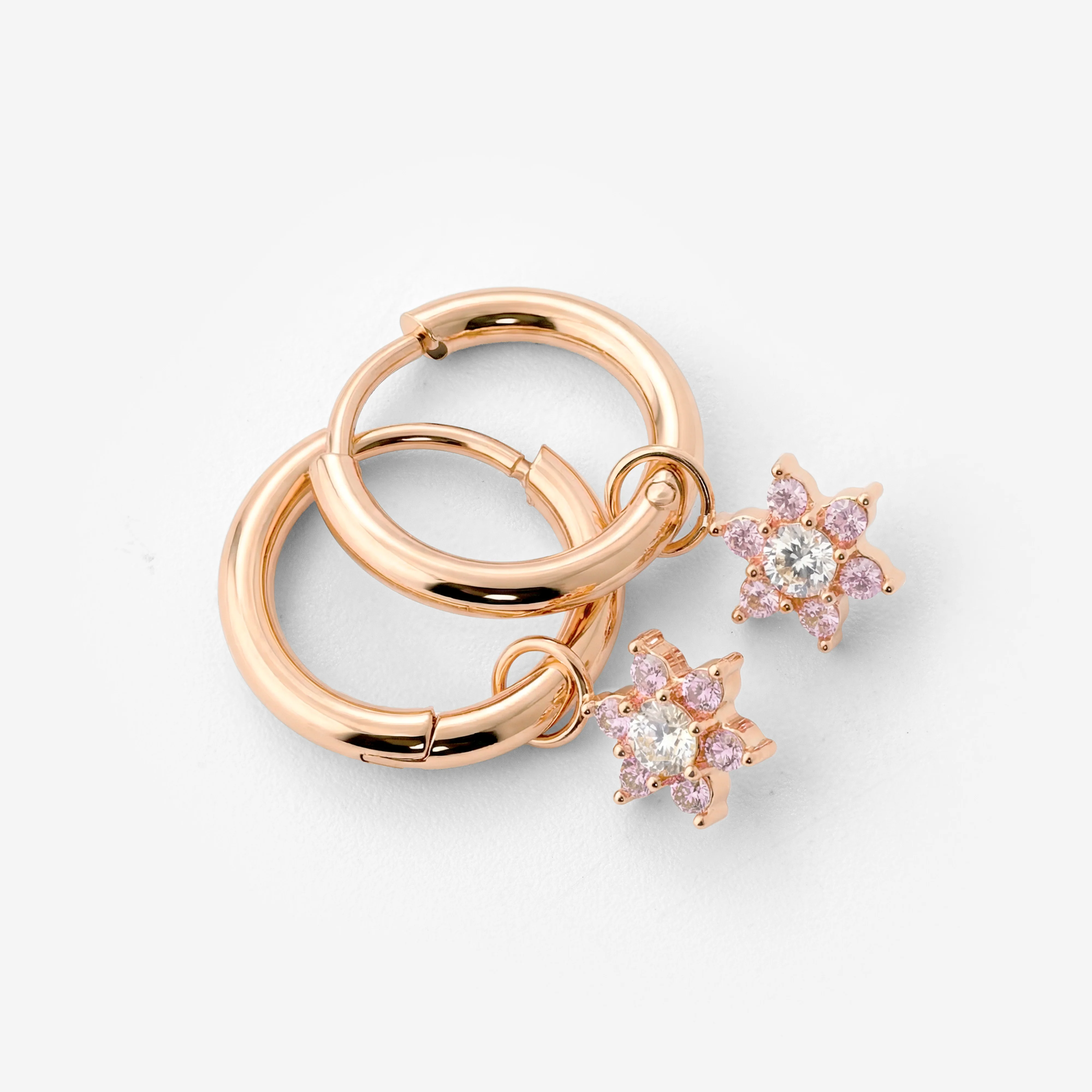 Pink Petal Hoop Set Small Rose Gold - Image 5