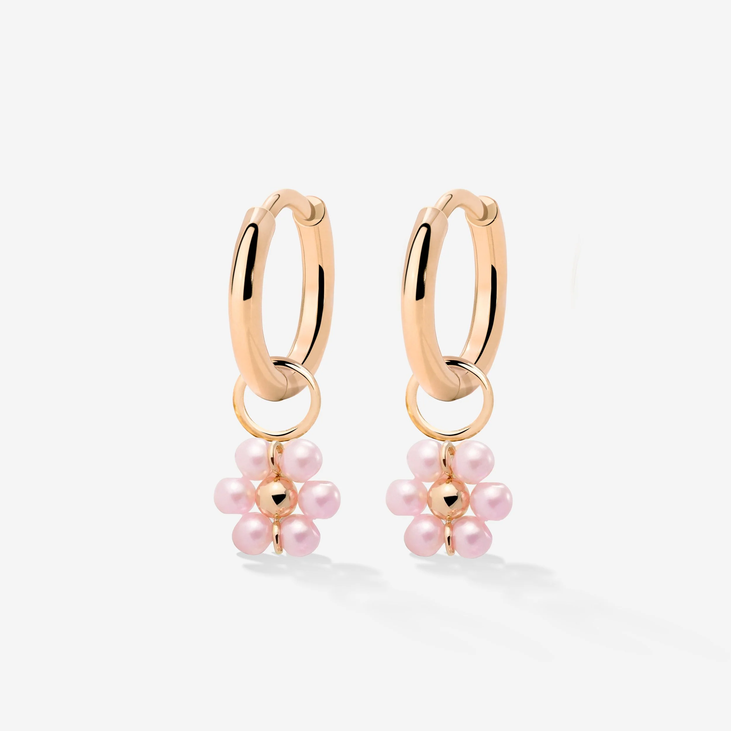 Pretty Pink Daisy Hoop Set Small Rose Gold