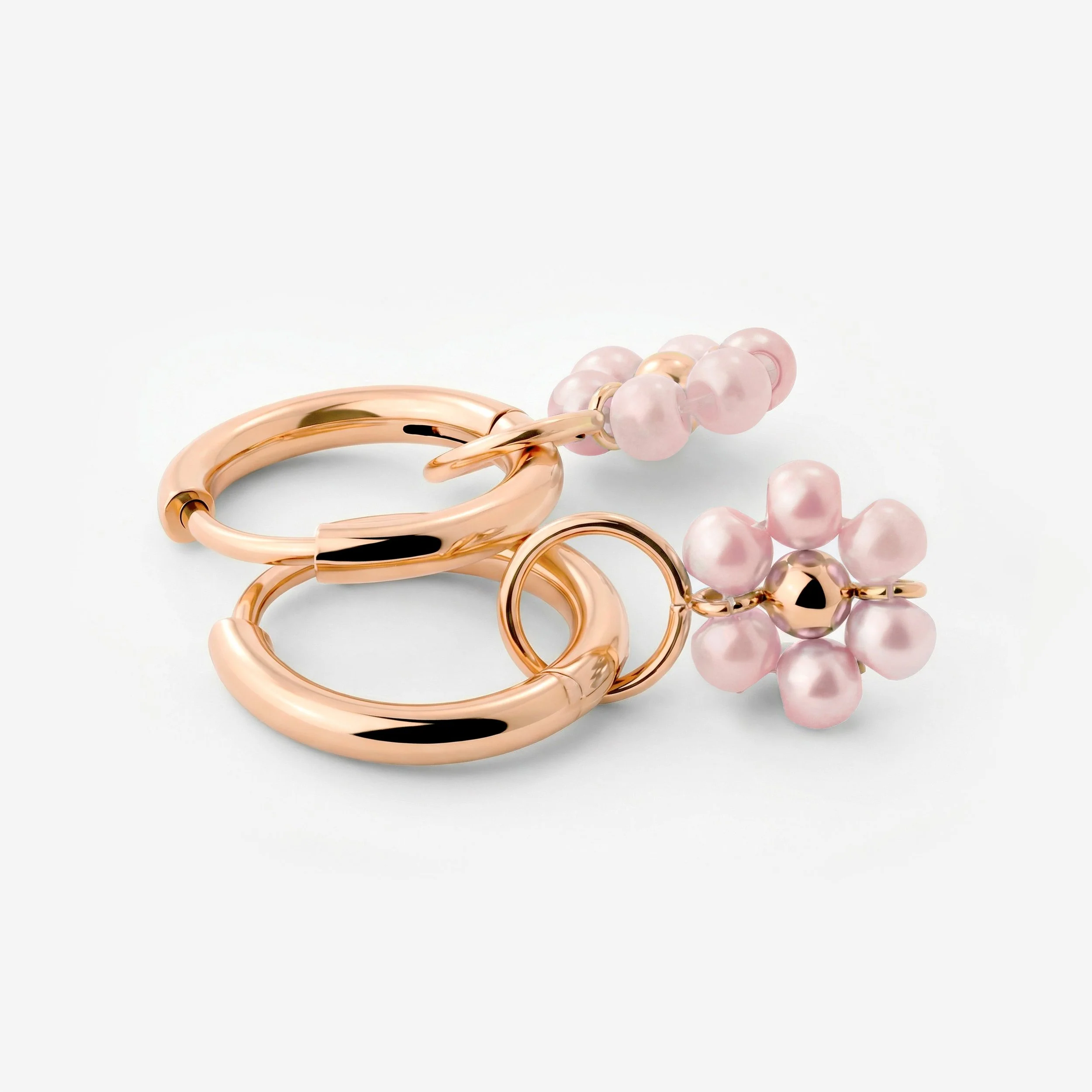 Pretty Pink Daisy Hoop Set Small Rose Gold - Image 4