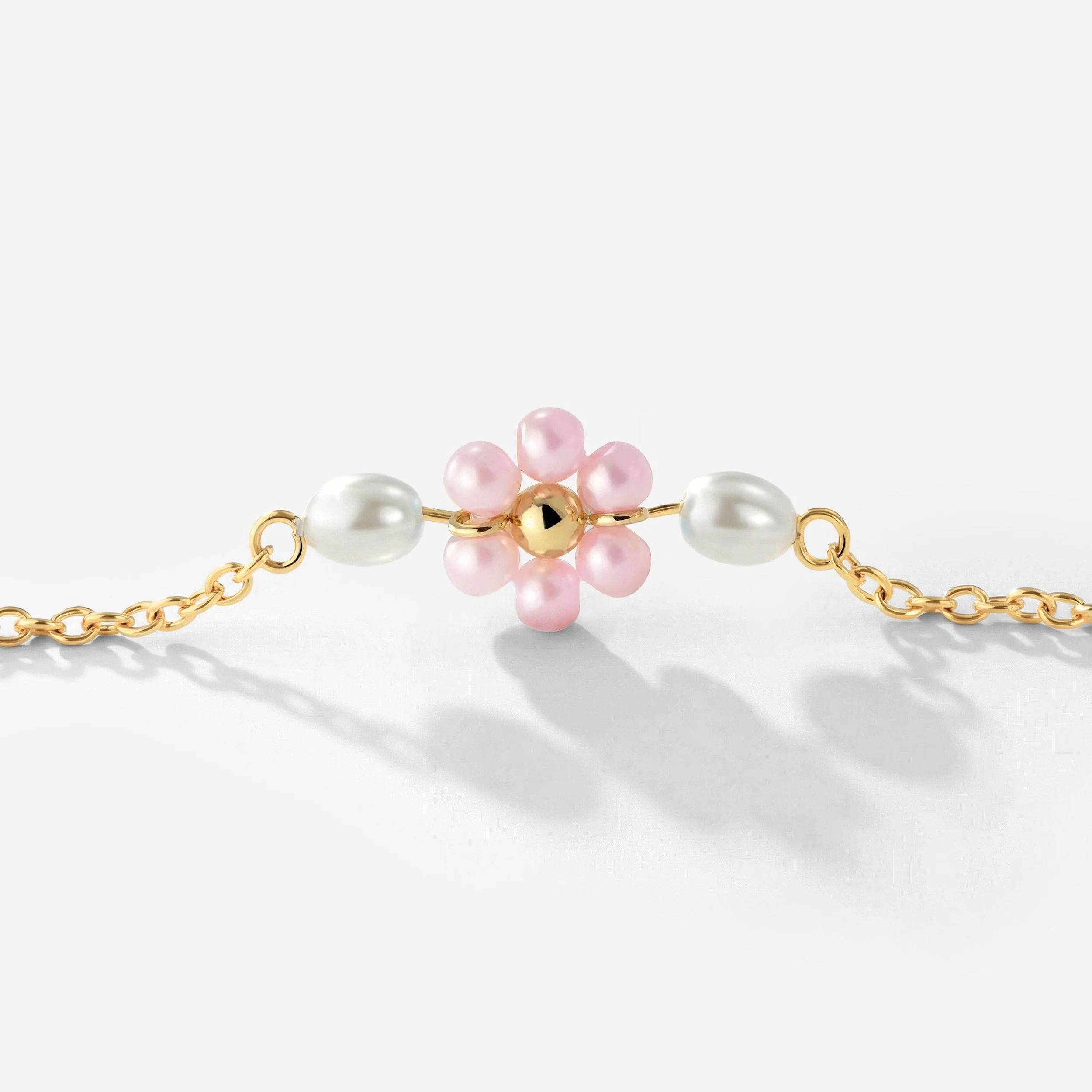 Pretty Pink Daisy Necklace Gold - Image 4