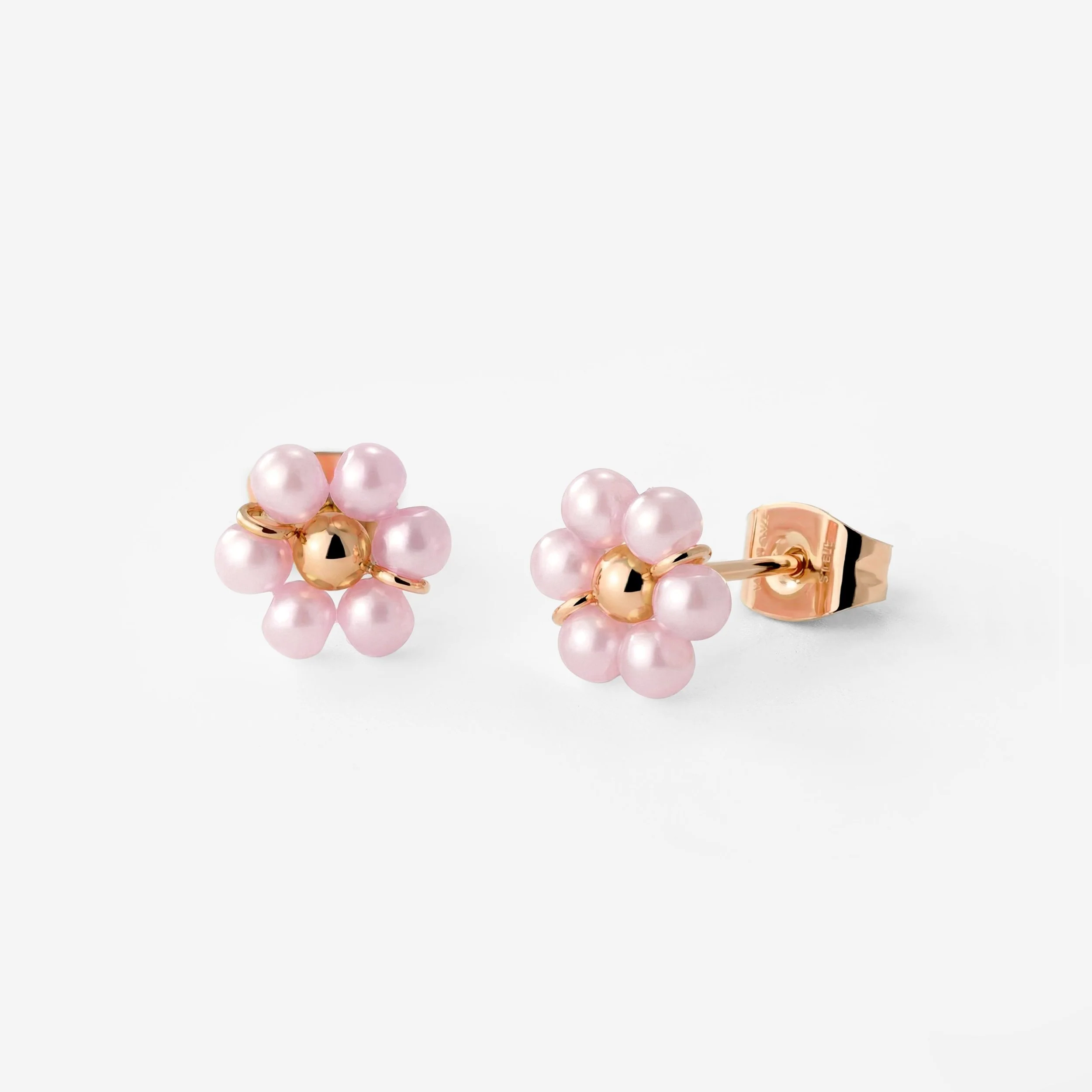Pretty Pink Daisy Studs Rose Gold - Image 4
