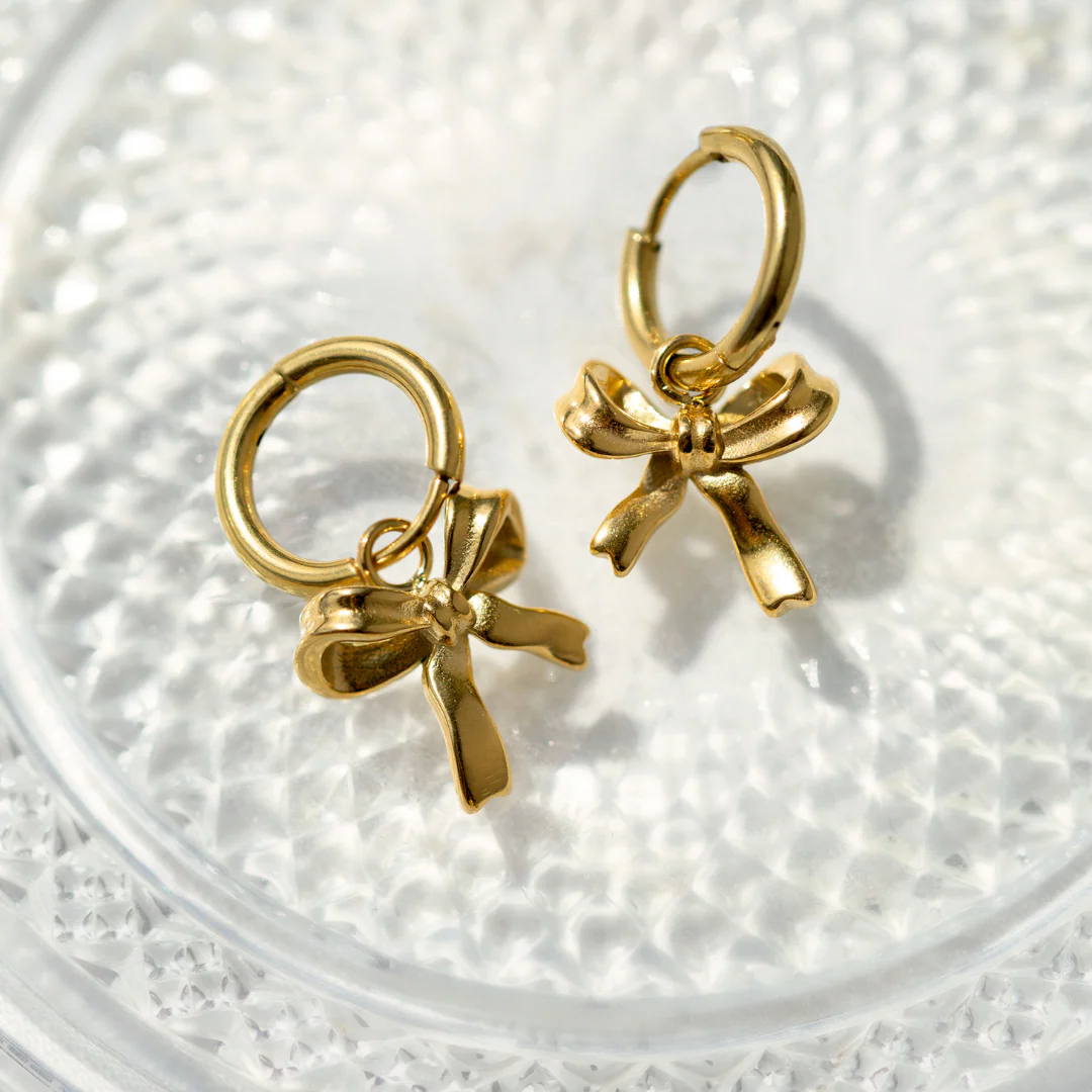 Pretty Ribbon Hoop Set Small Rose Gold - Image 3