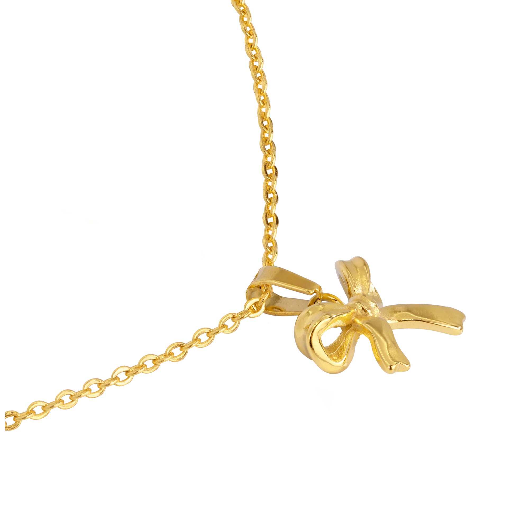 Pretty Ribbon Necklace Gold - Image 3