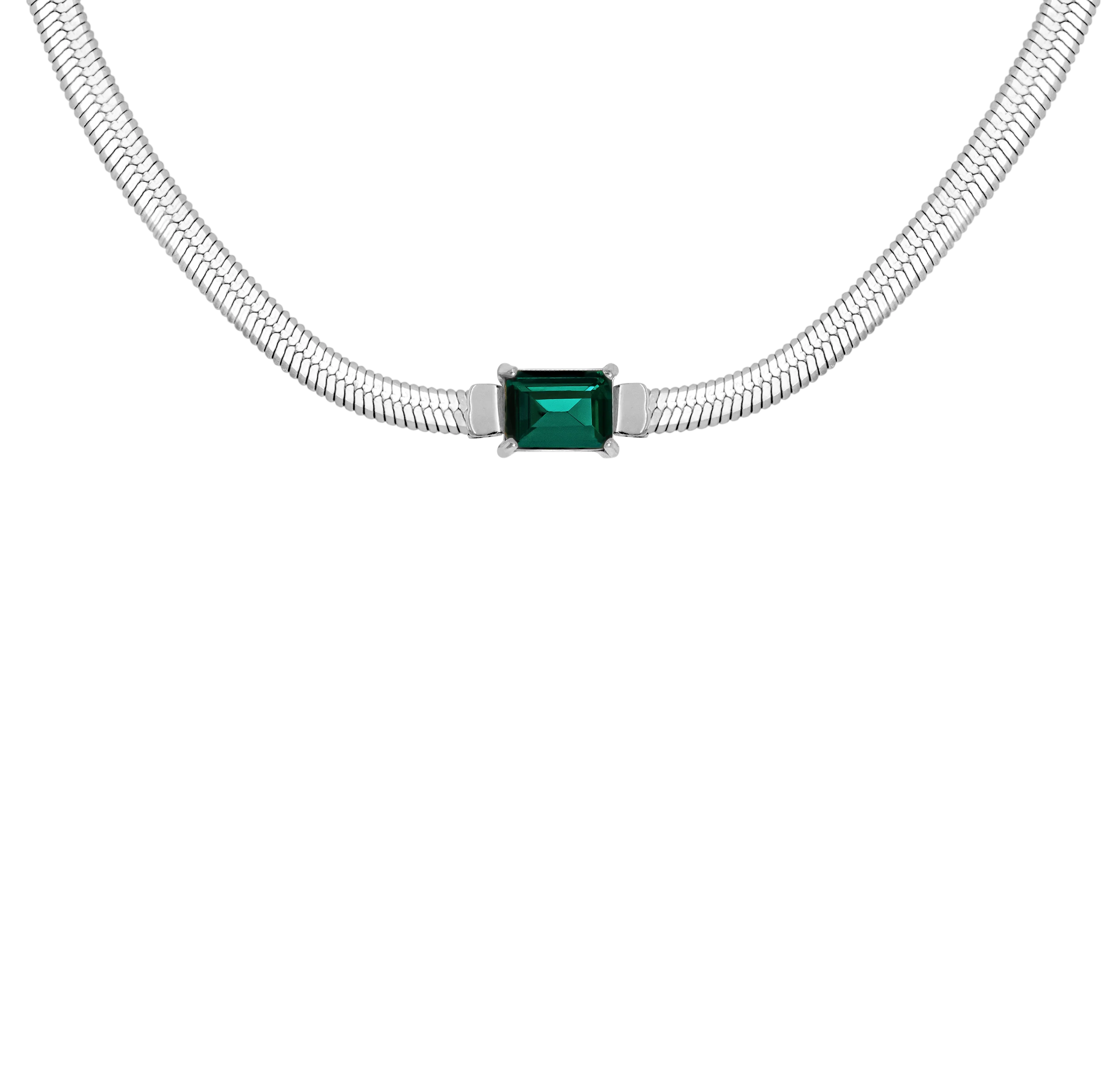 Radiant Emerald Necklace Silver
