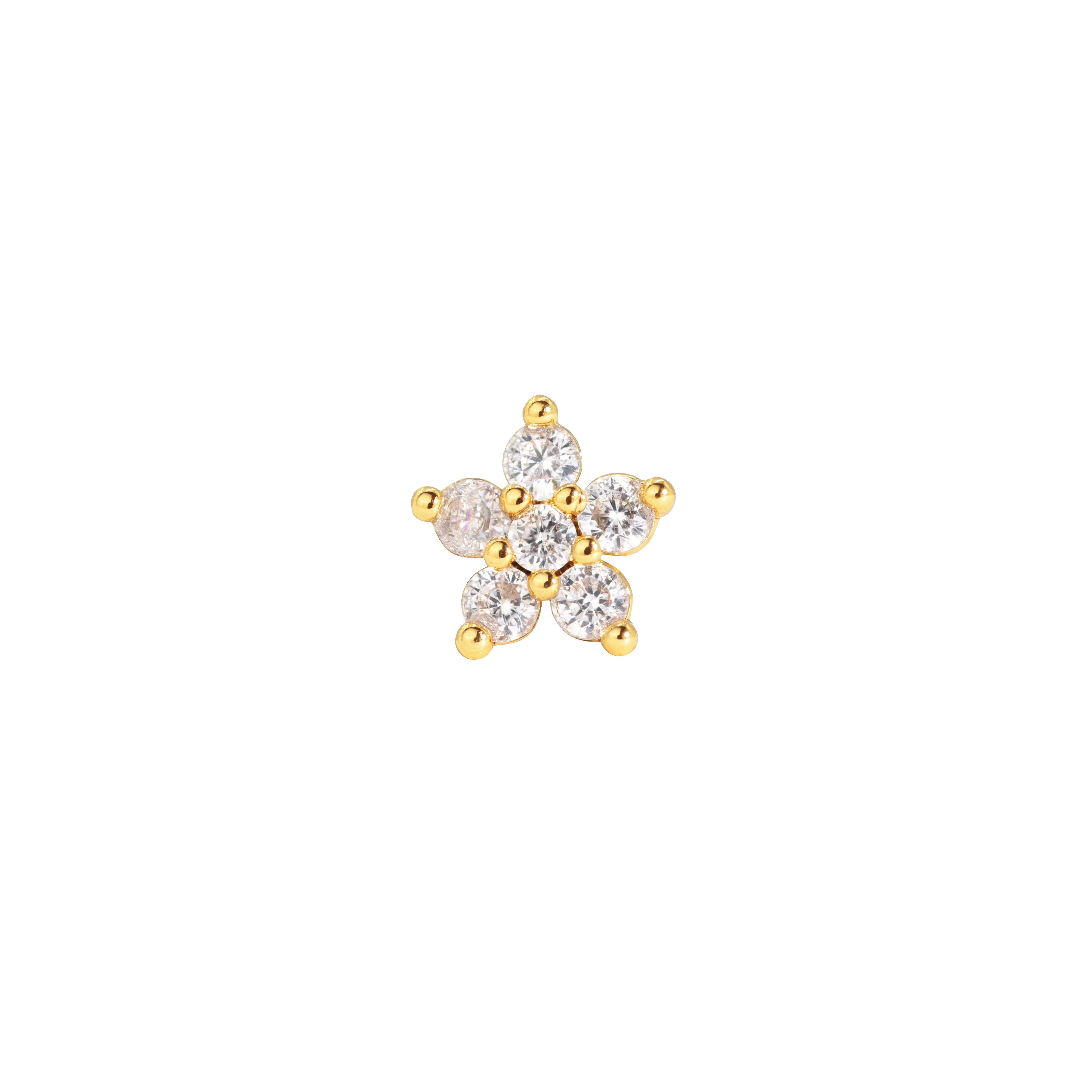 Radiant Flower Piercing Stud Gold - Image 3