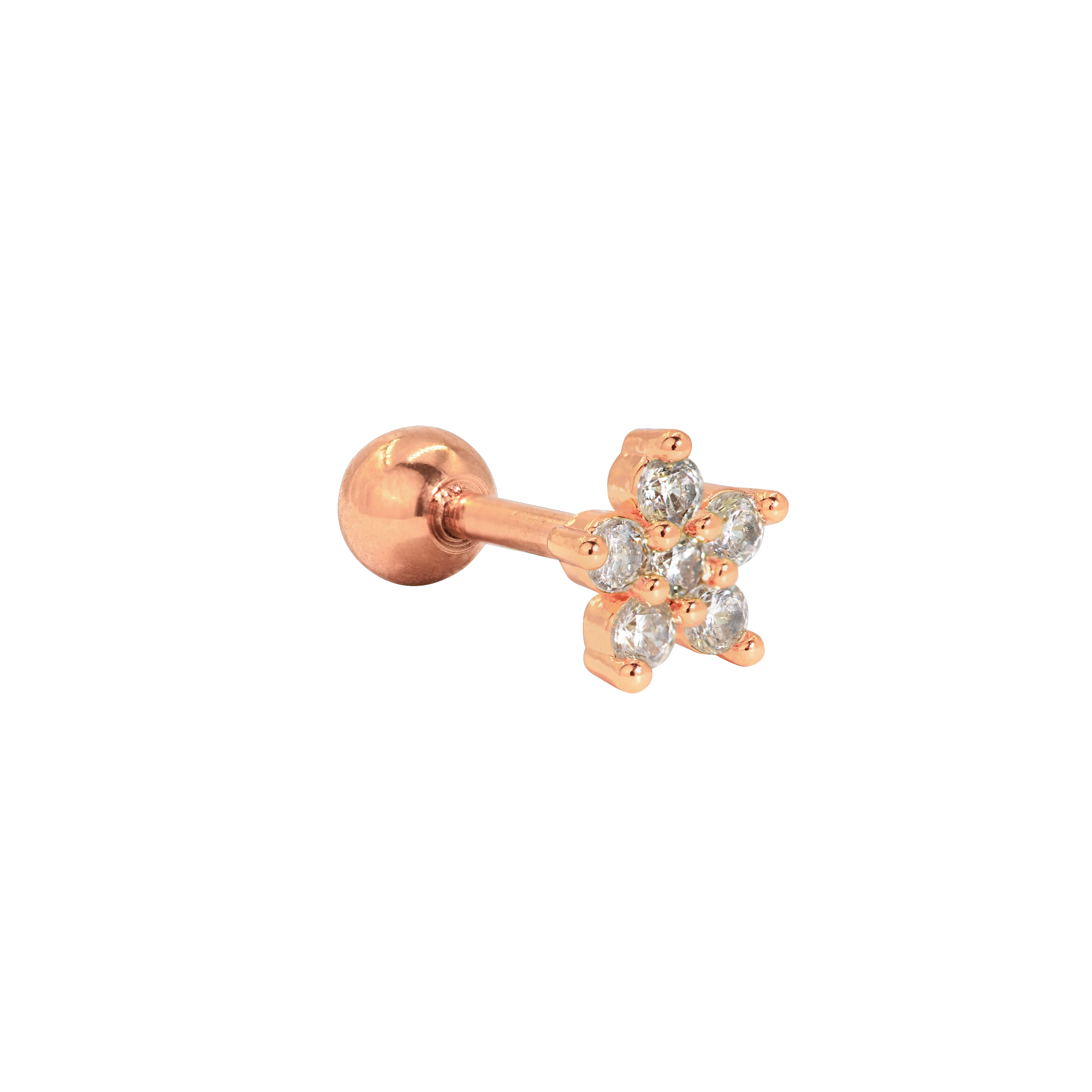 Radiant Flower Piercing Stud Rose Gold
