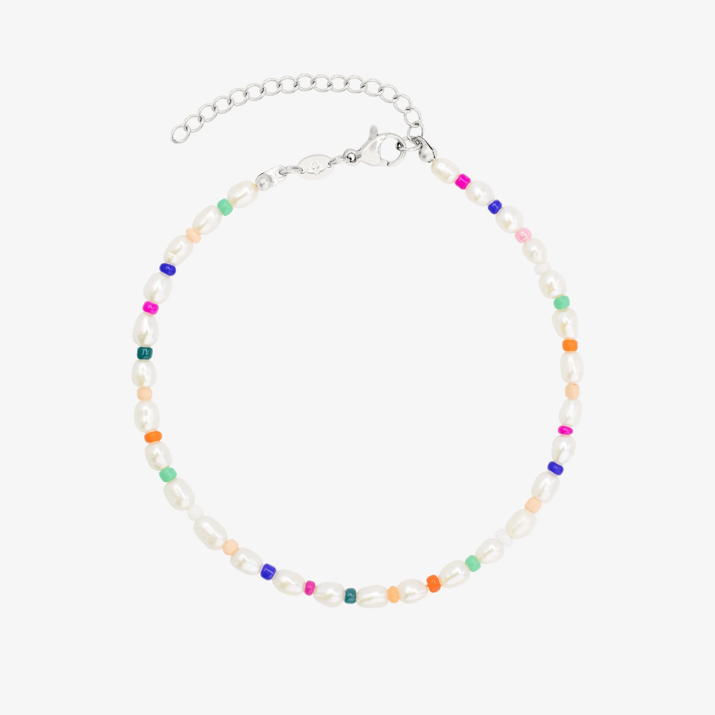Rainbow Pearl Anklet Silver