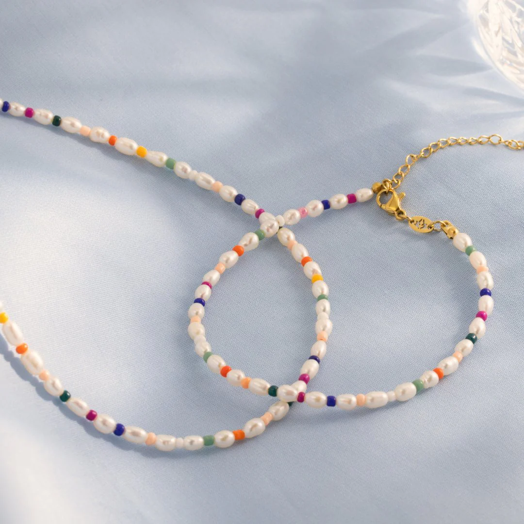 Rainbow Pearl Anklet Silver - Image 3