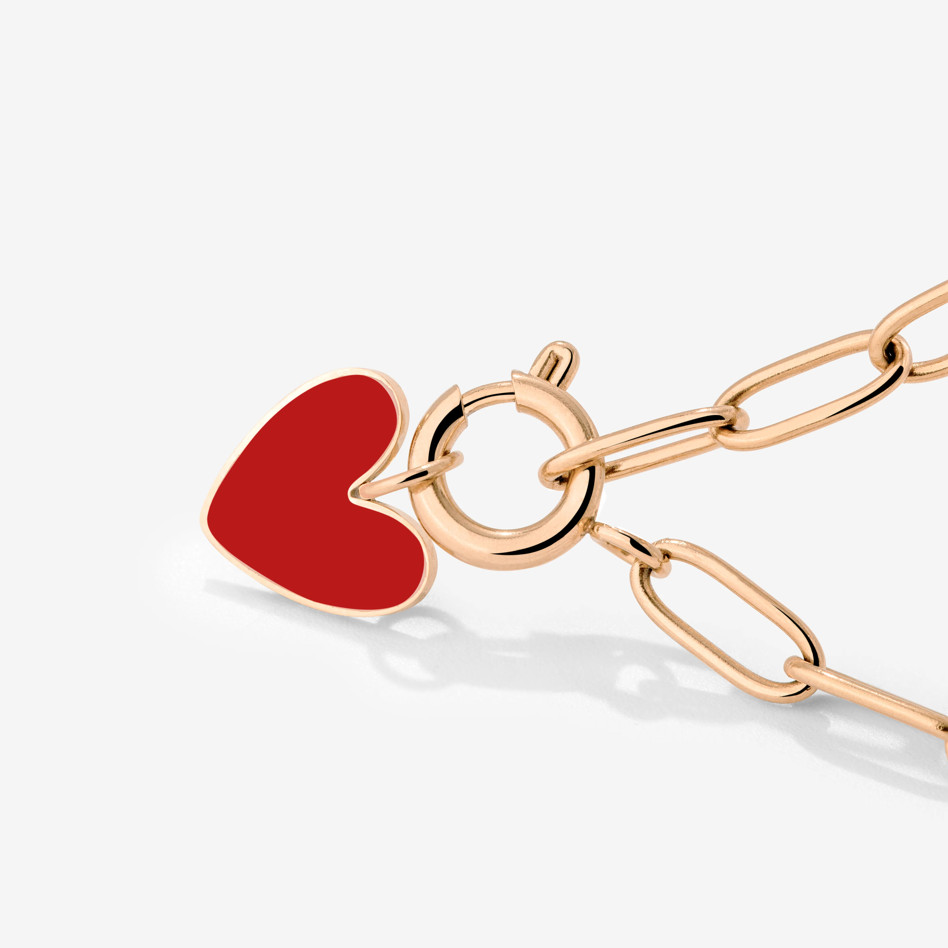 Red Heart Oval Links Necklace Set Rose Gold - Image 3