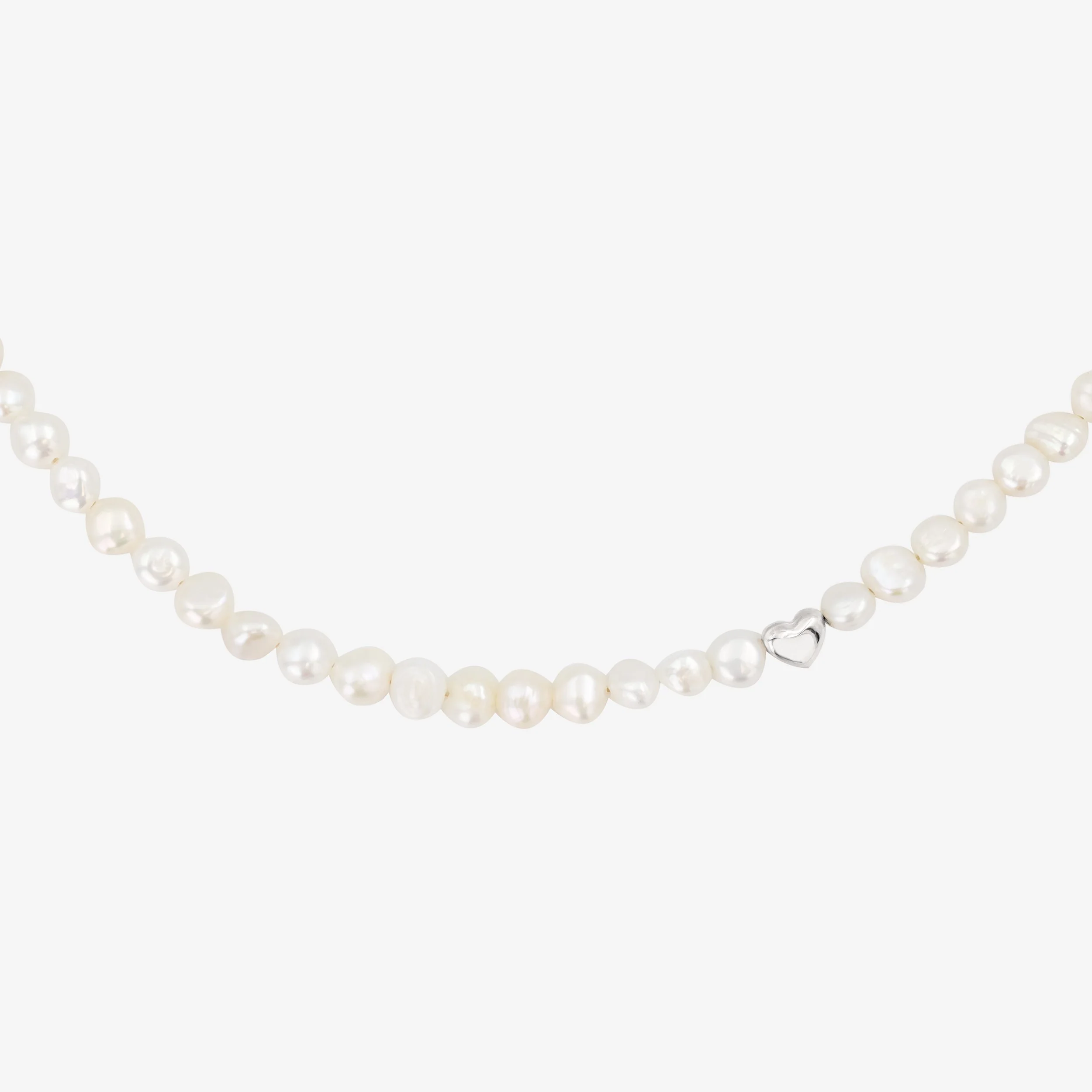 Retro Love Pearl Necklace Silver