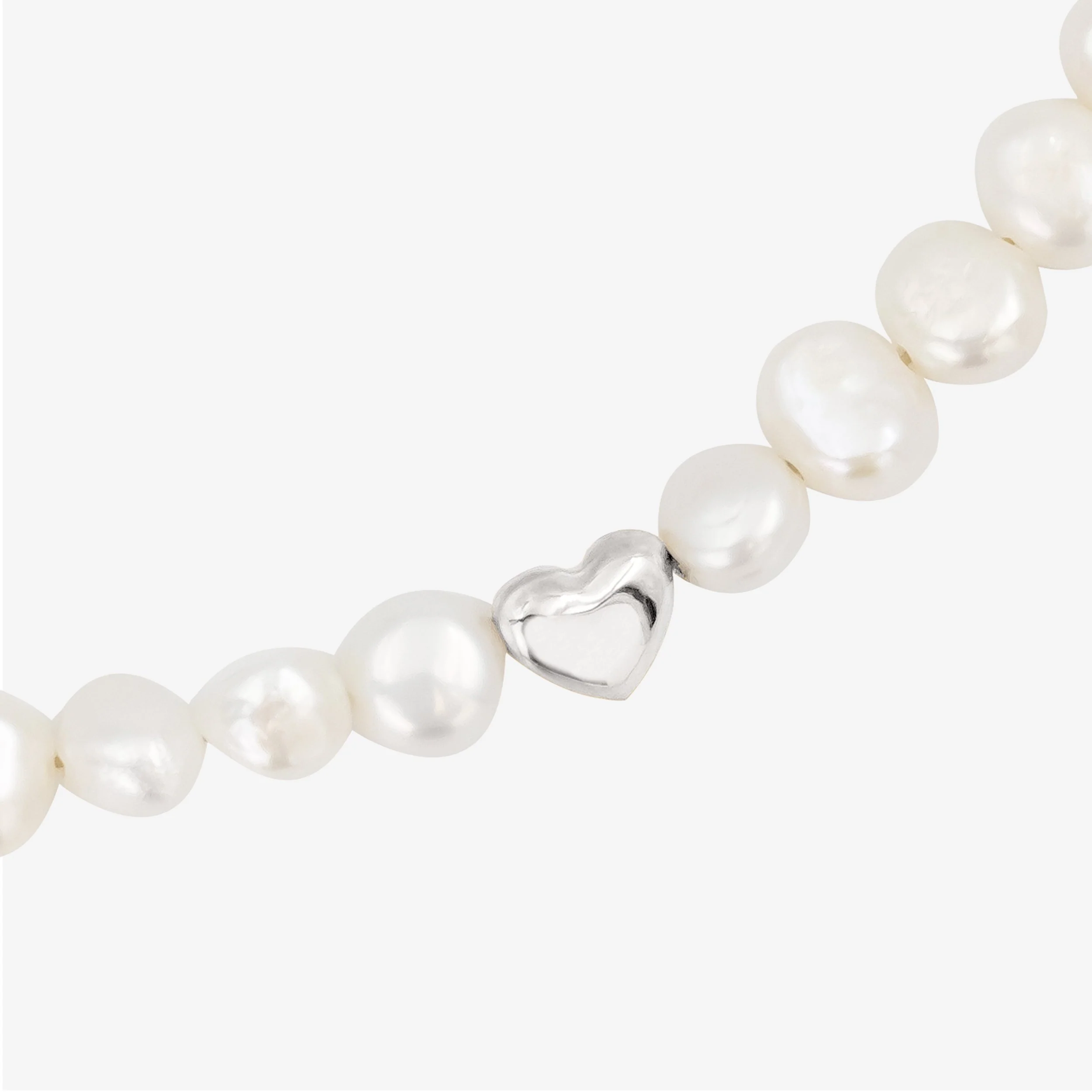 Retro Love Pearl Necklace Silver - Image 3