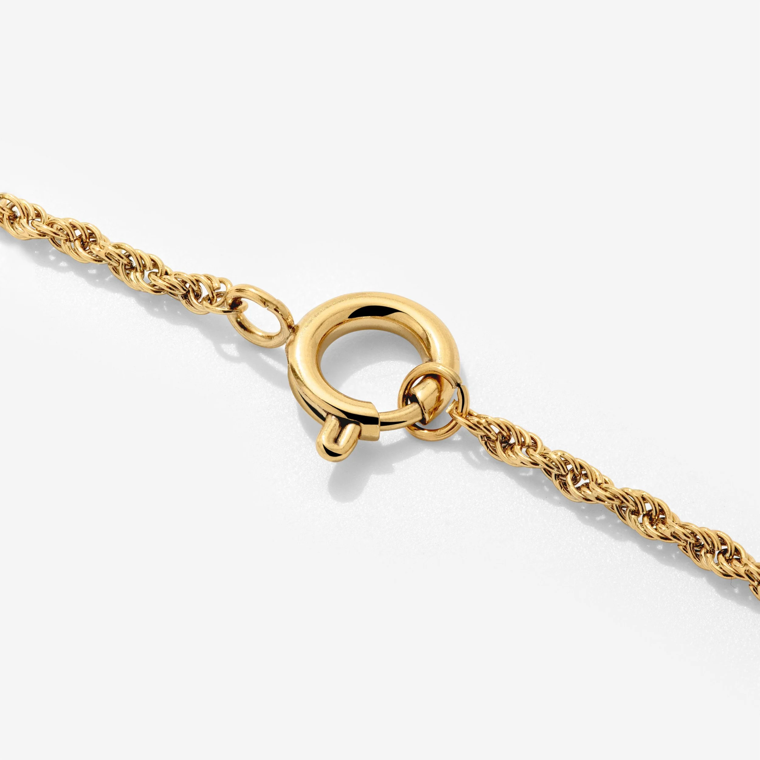 Rope Chain Charm Necklace Stud Earrings Gold - Image 3