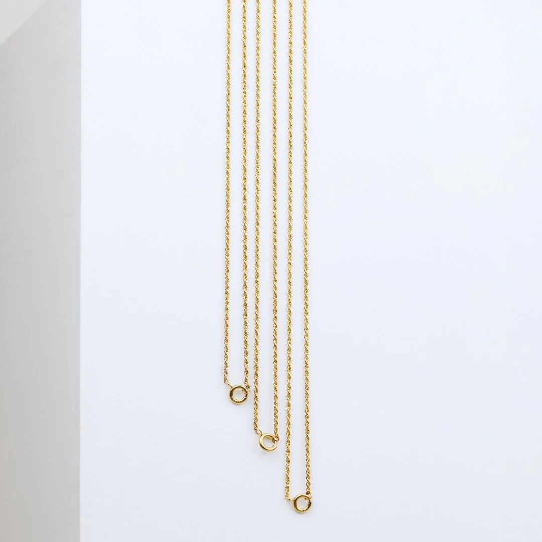Rope Chain Charm Necklace Stud Earrings Gold - Image 5