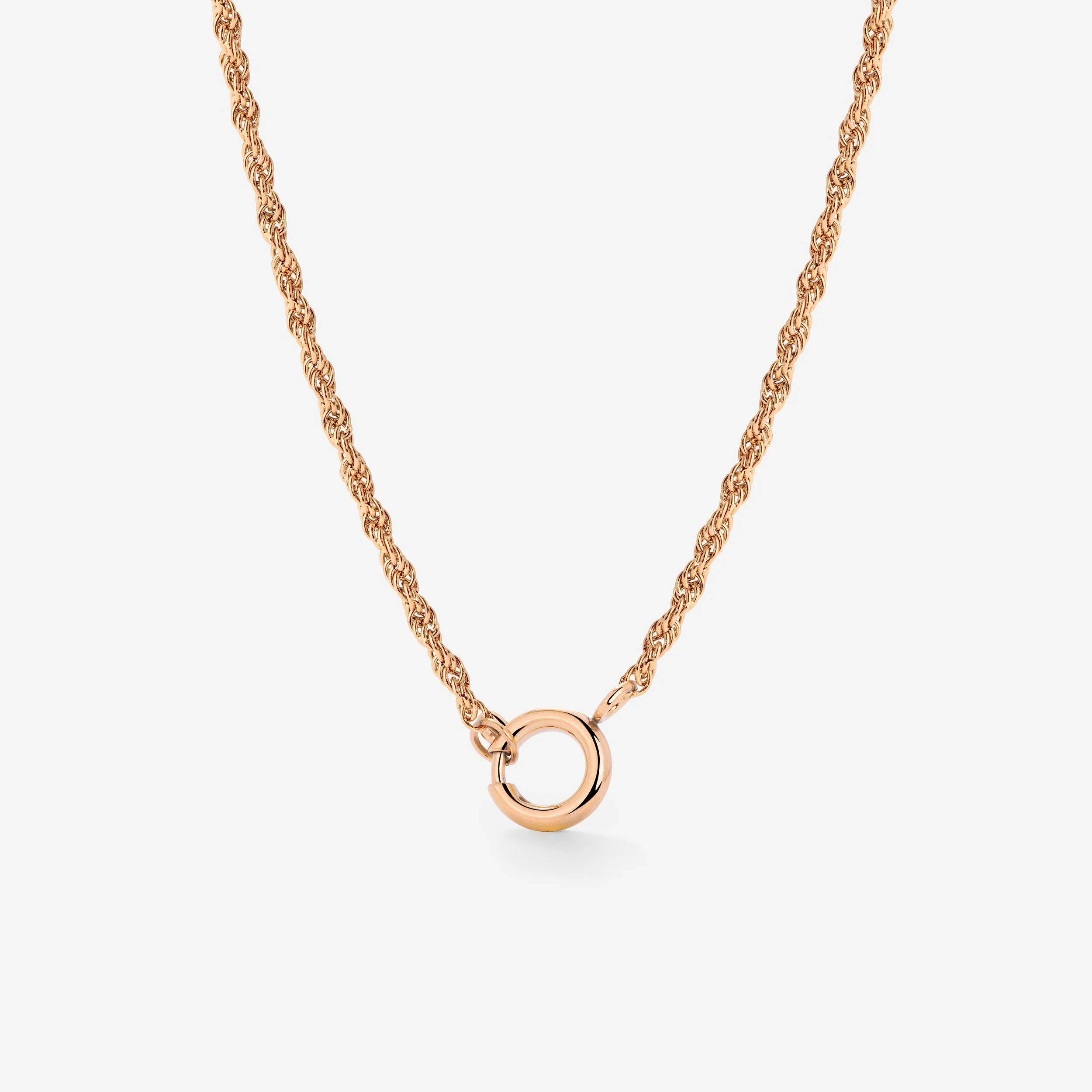 Rope Chain Charm Necklace rose gold