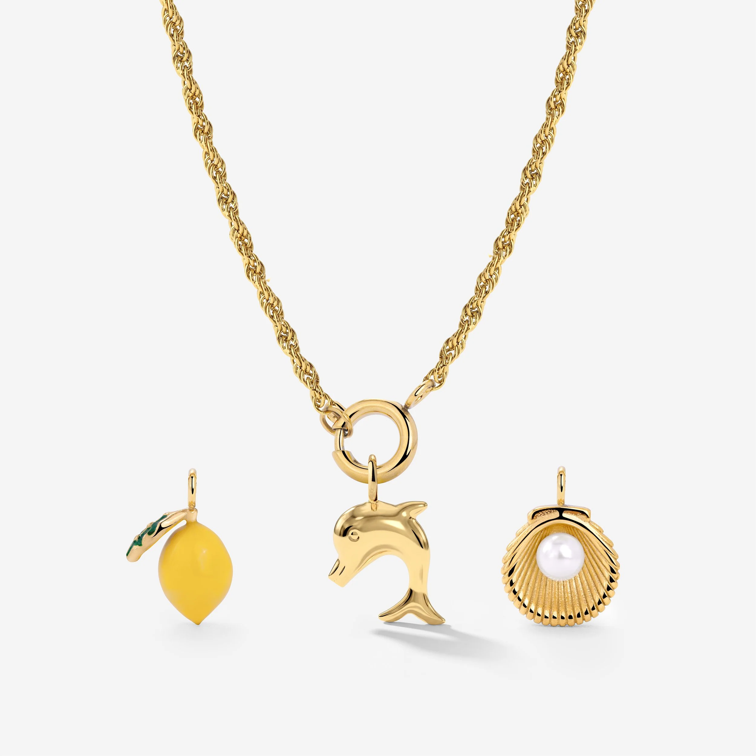Rope Chain Charm Necklace Set