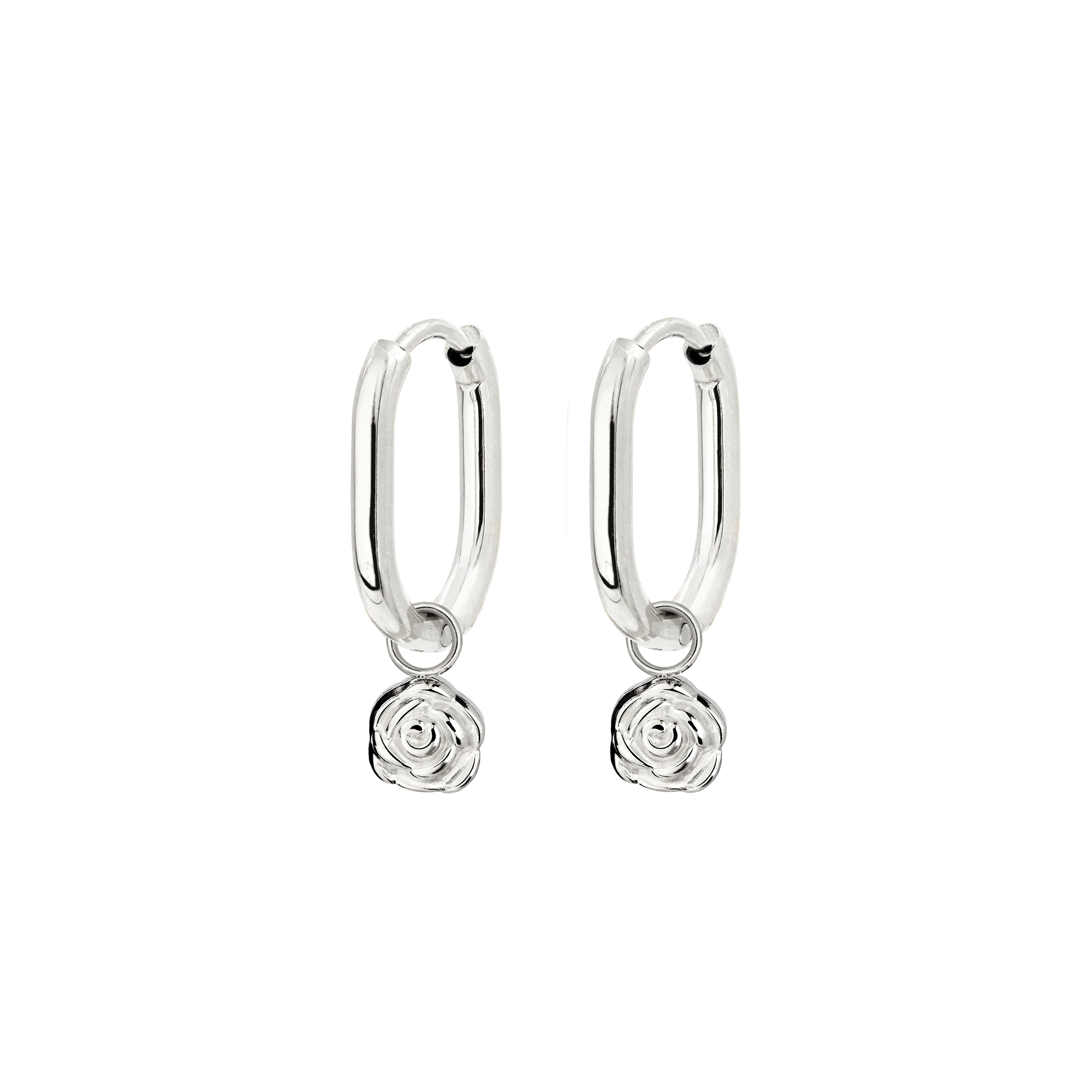 Rose Oval Hoop Set Baby Silver