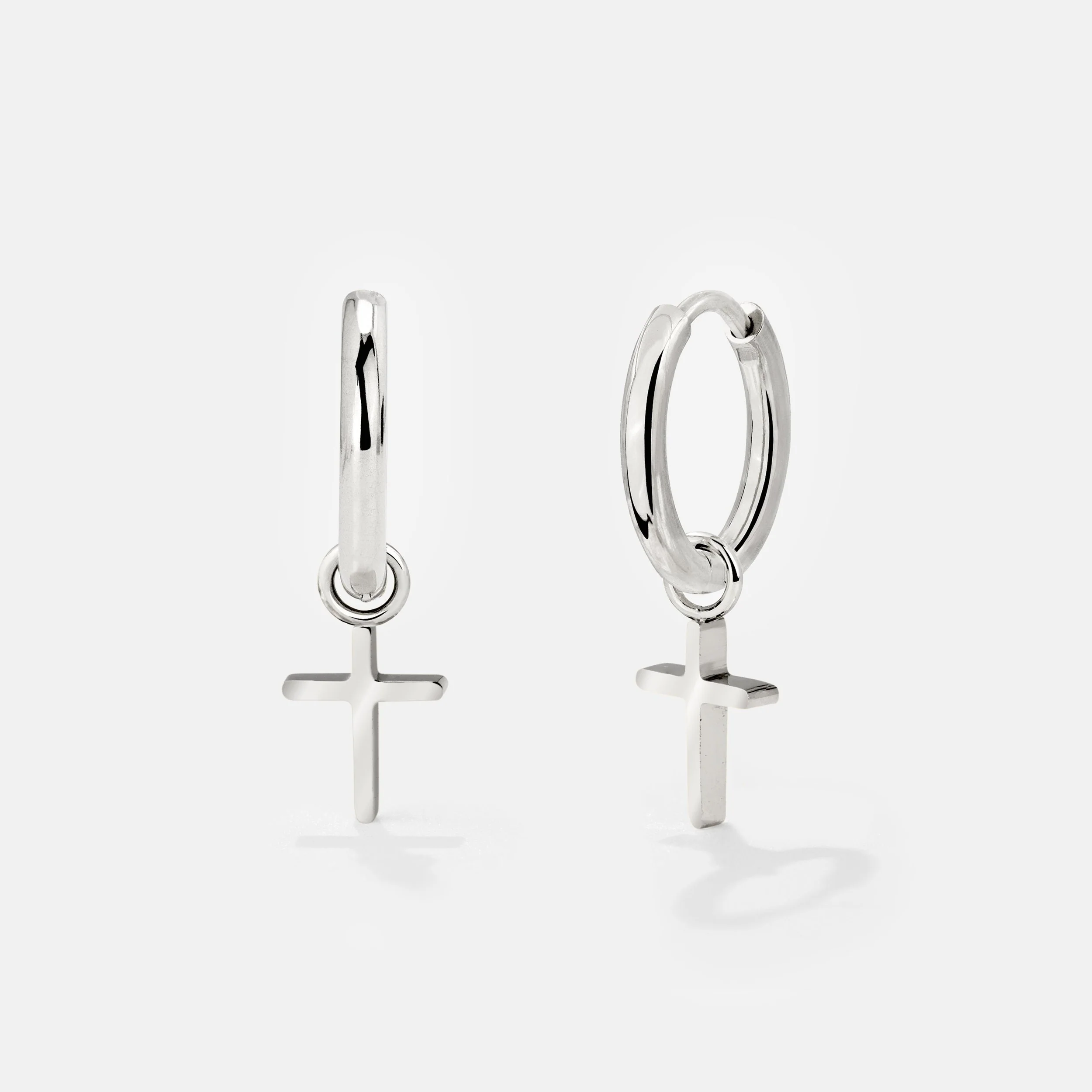 Saints Cross Hoop Set Small Silver