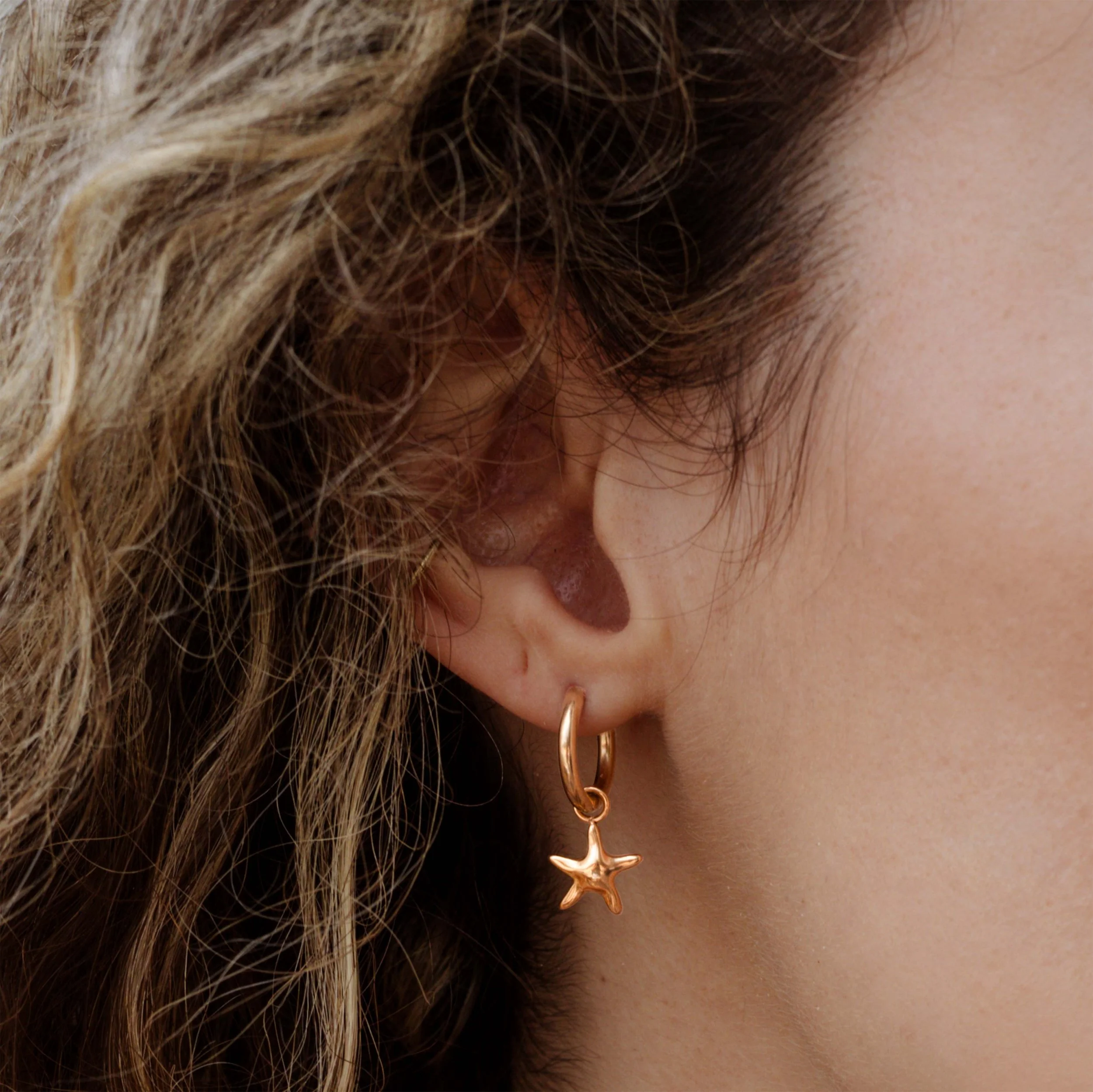 Sea Star Hoop Set Small Rose Gold - Image 2
