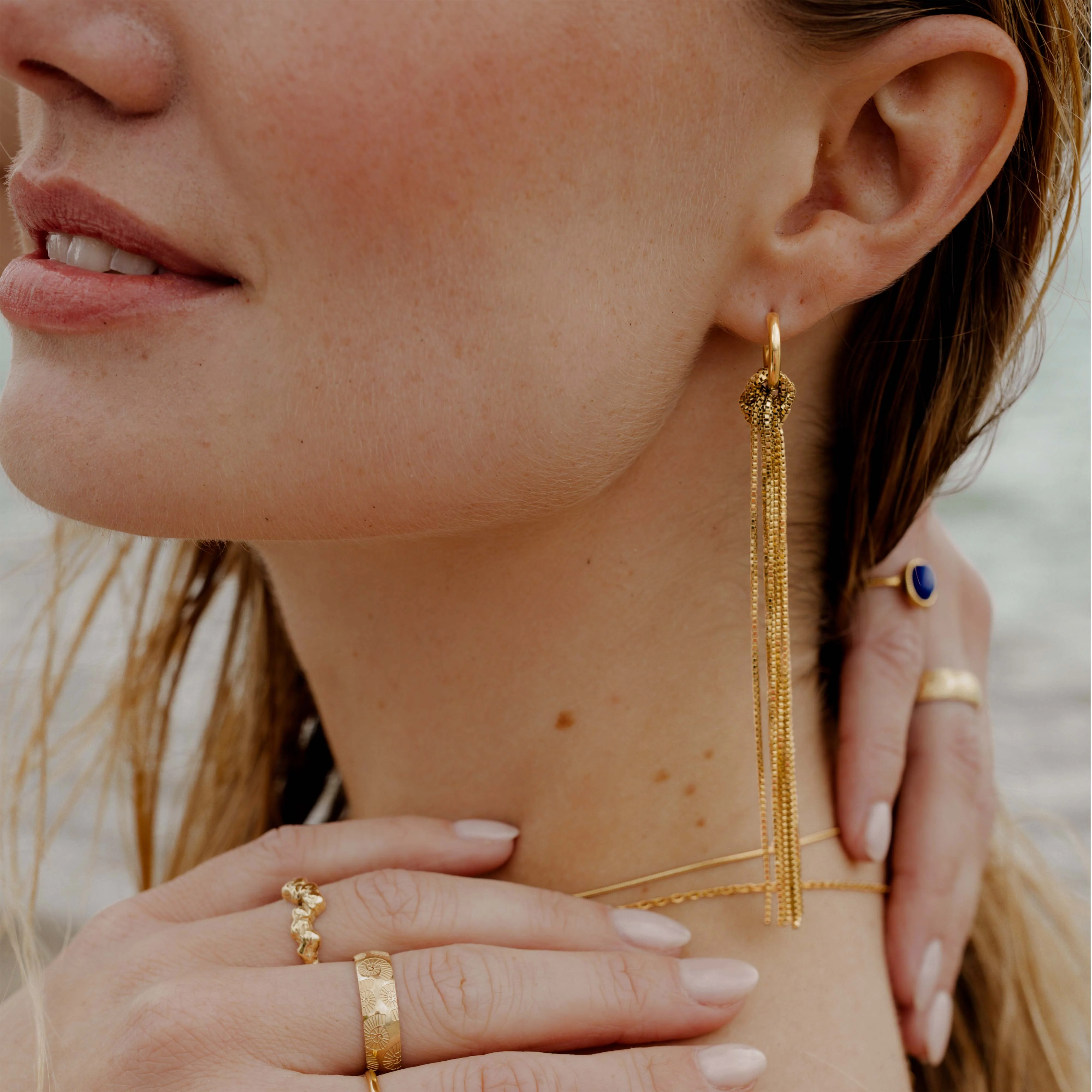Sea Strands Hoop Set Small Gold - Image 3