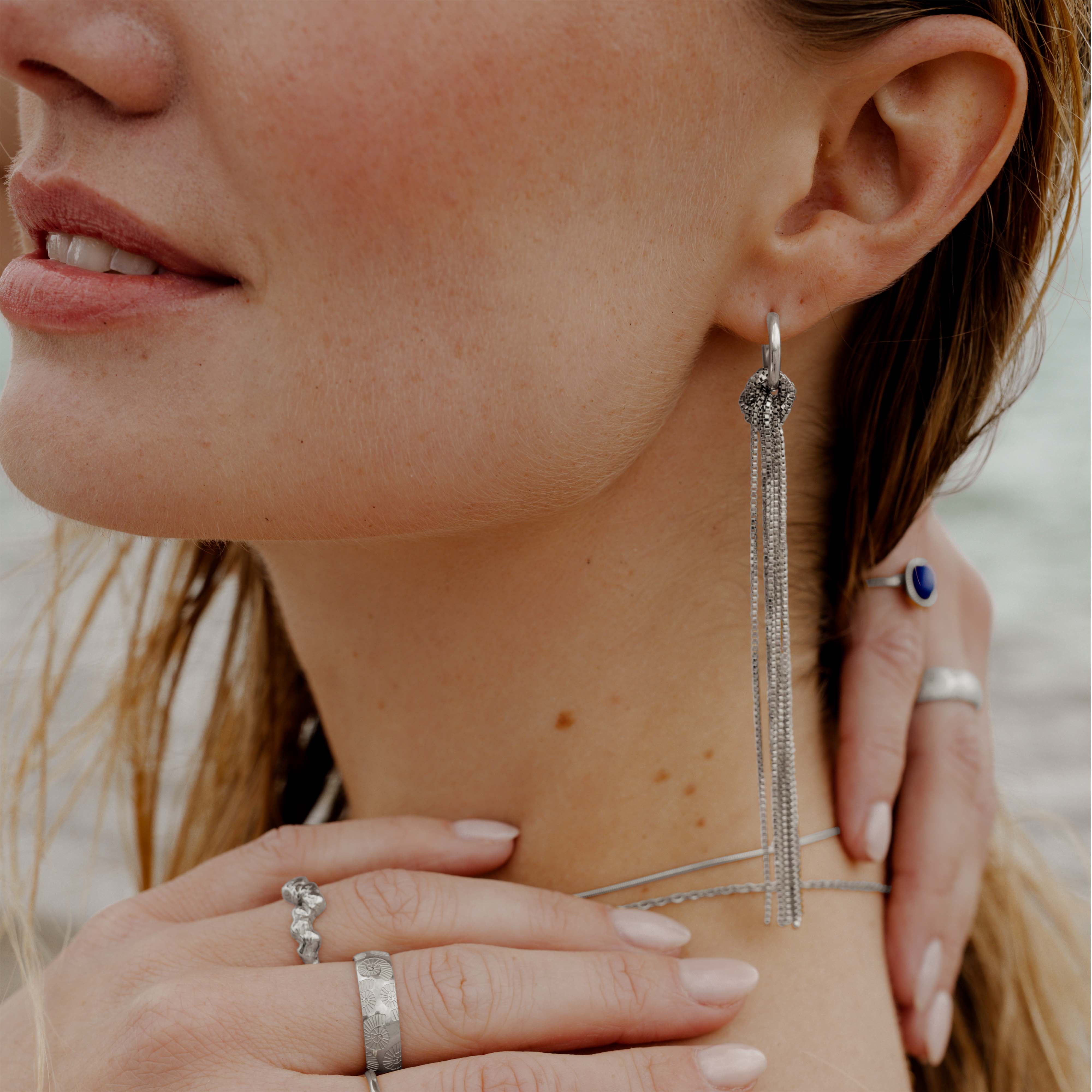 Sea Strands Hoop Set Small Silver - Image 3