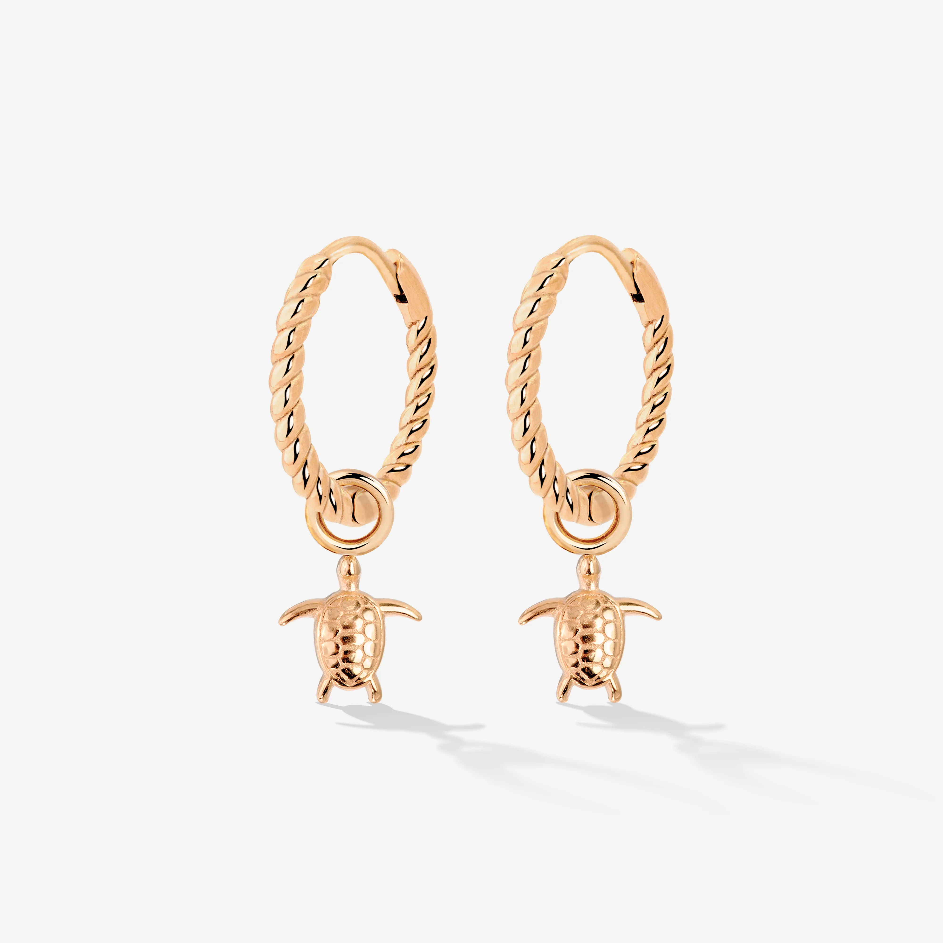 Sea Turtle Twisted Hoop Set Small Rose Gold