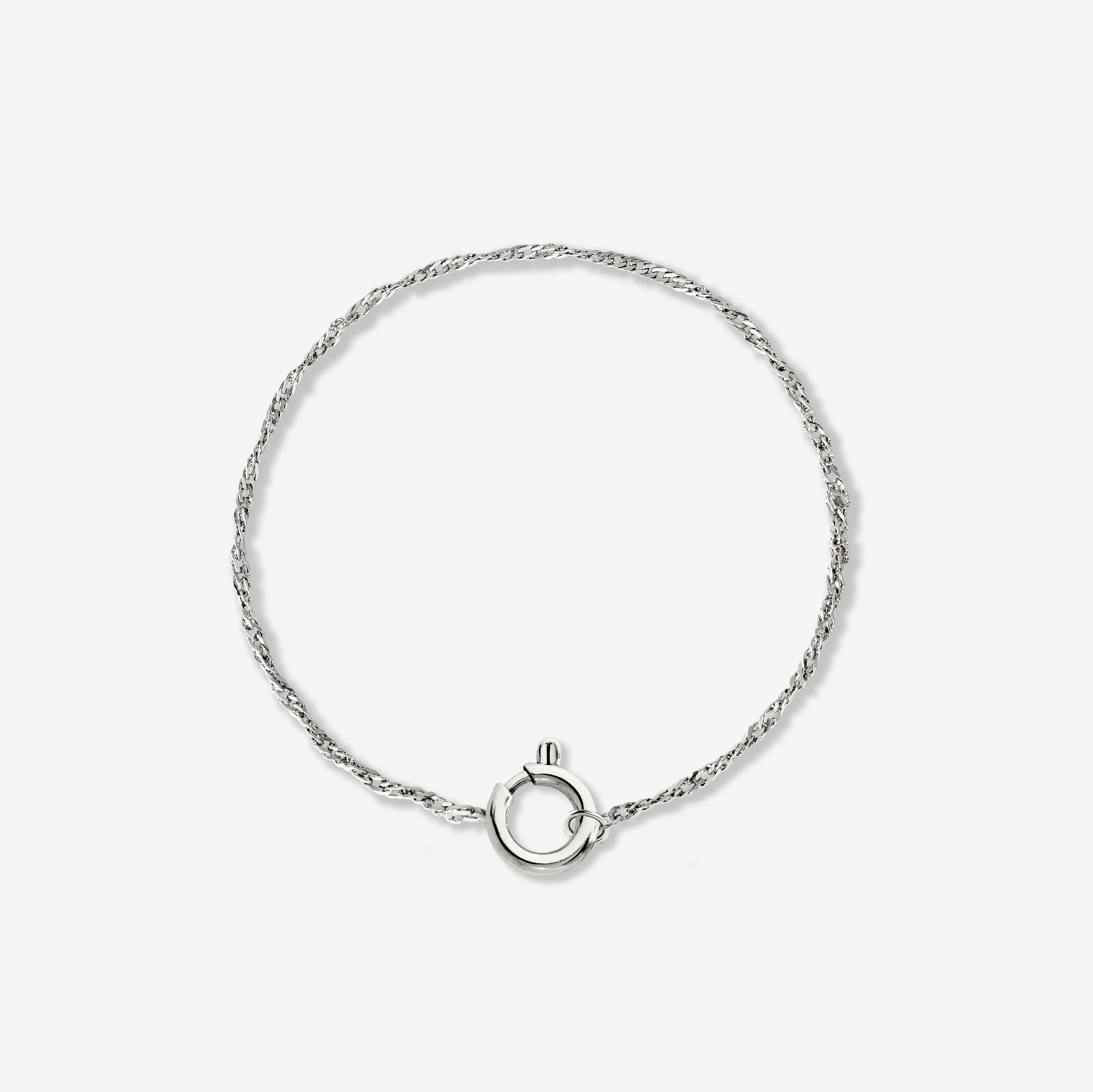 Singapore Chain Charm Bracelet Silver