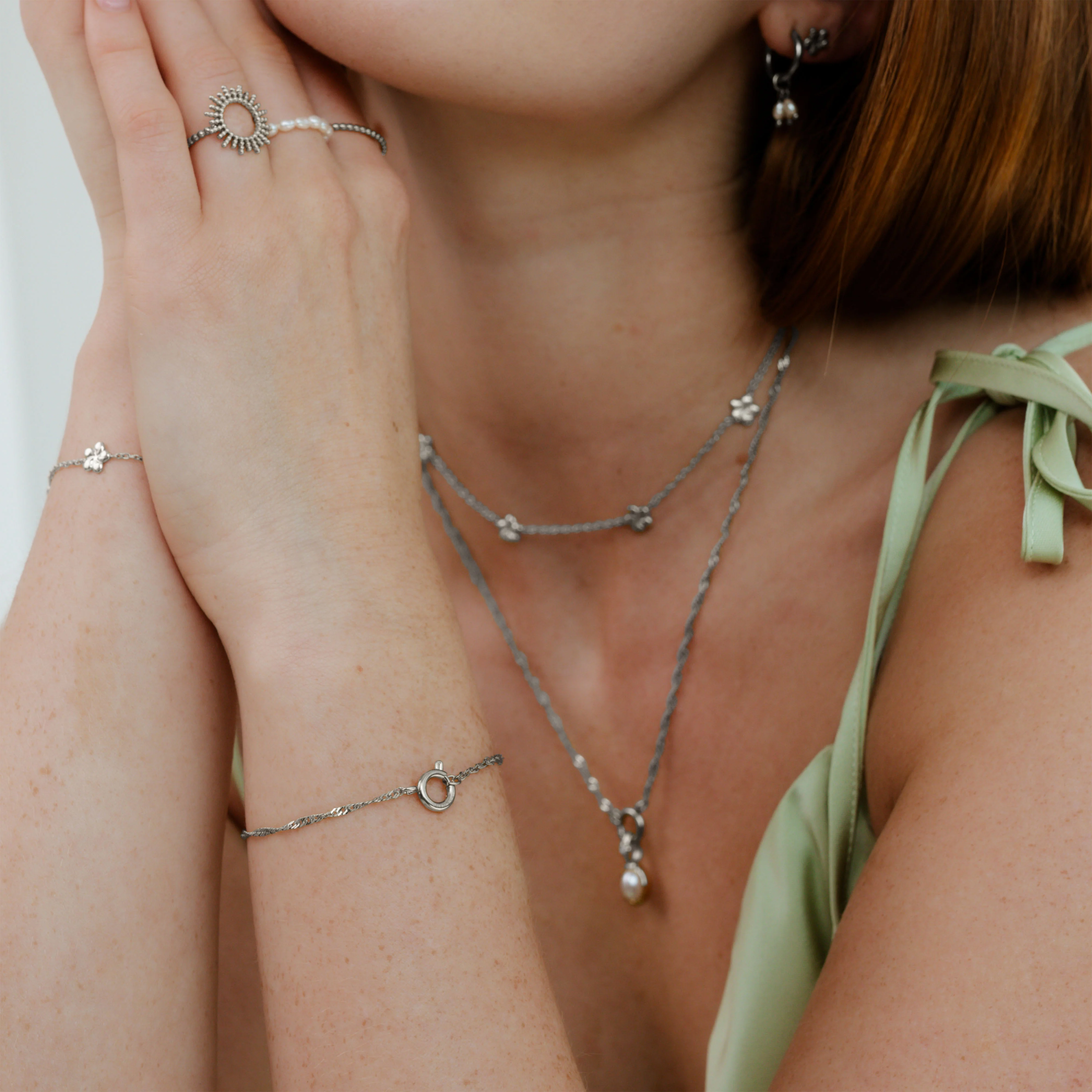 Singapore Chain Charm Bracelet Silver - Image 3