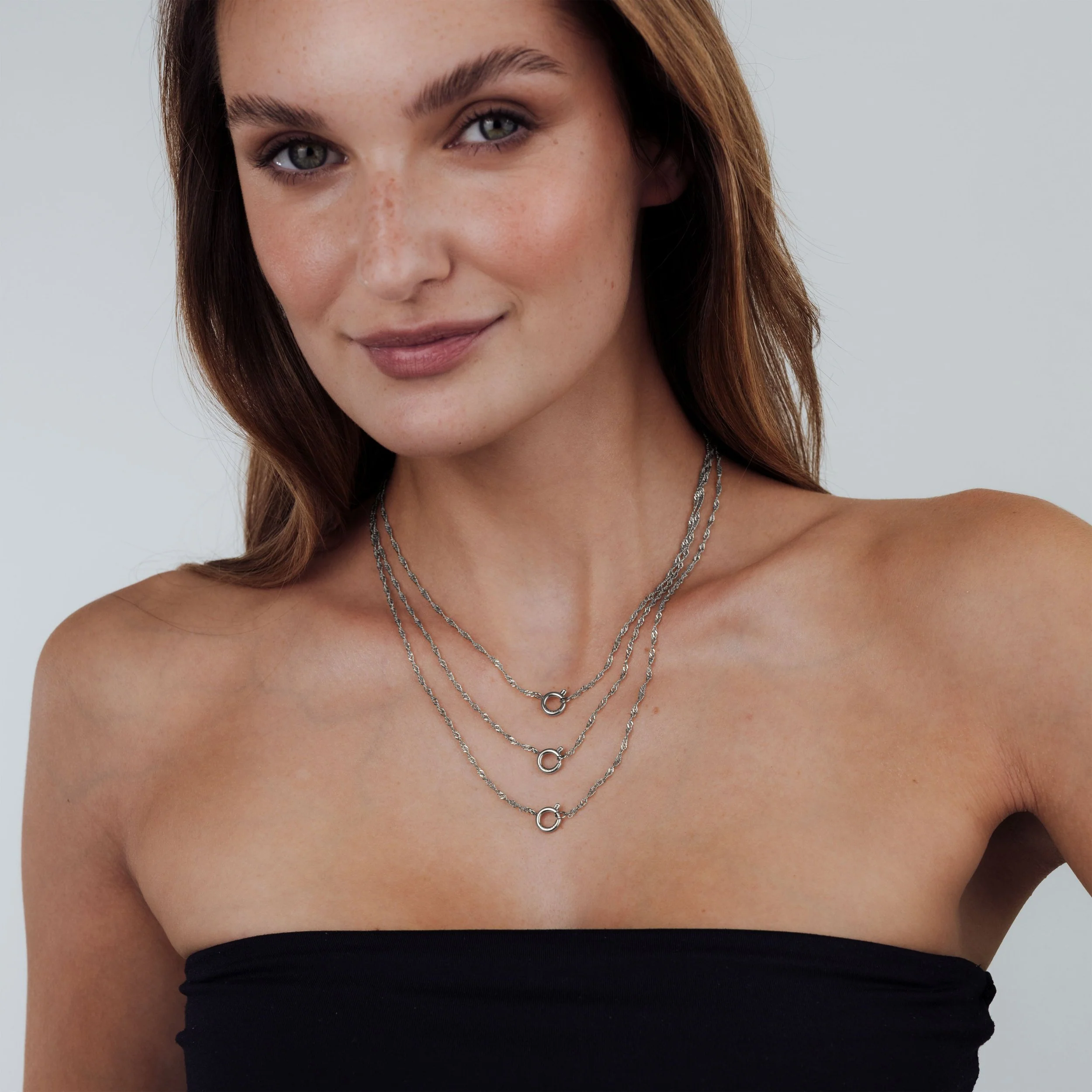 Singapore Chain Charm Necklace Silver - Image 3