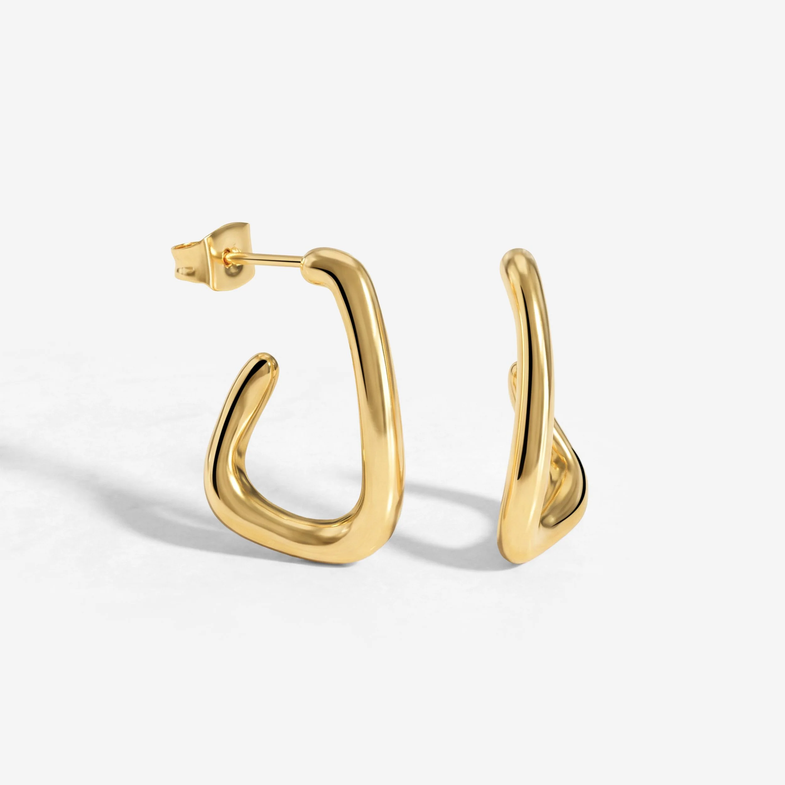 Sisterhood Bond Hoops Stud Earrings Gold