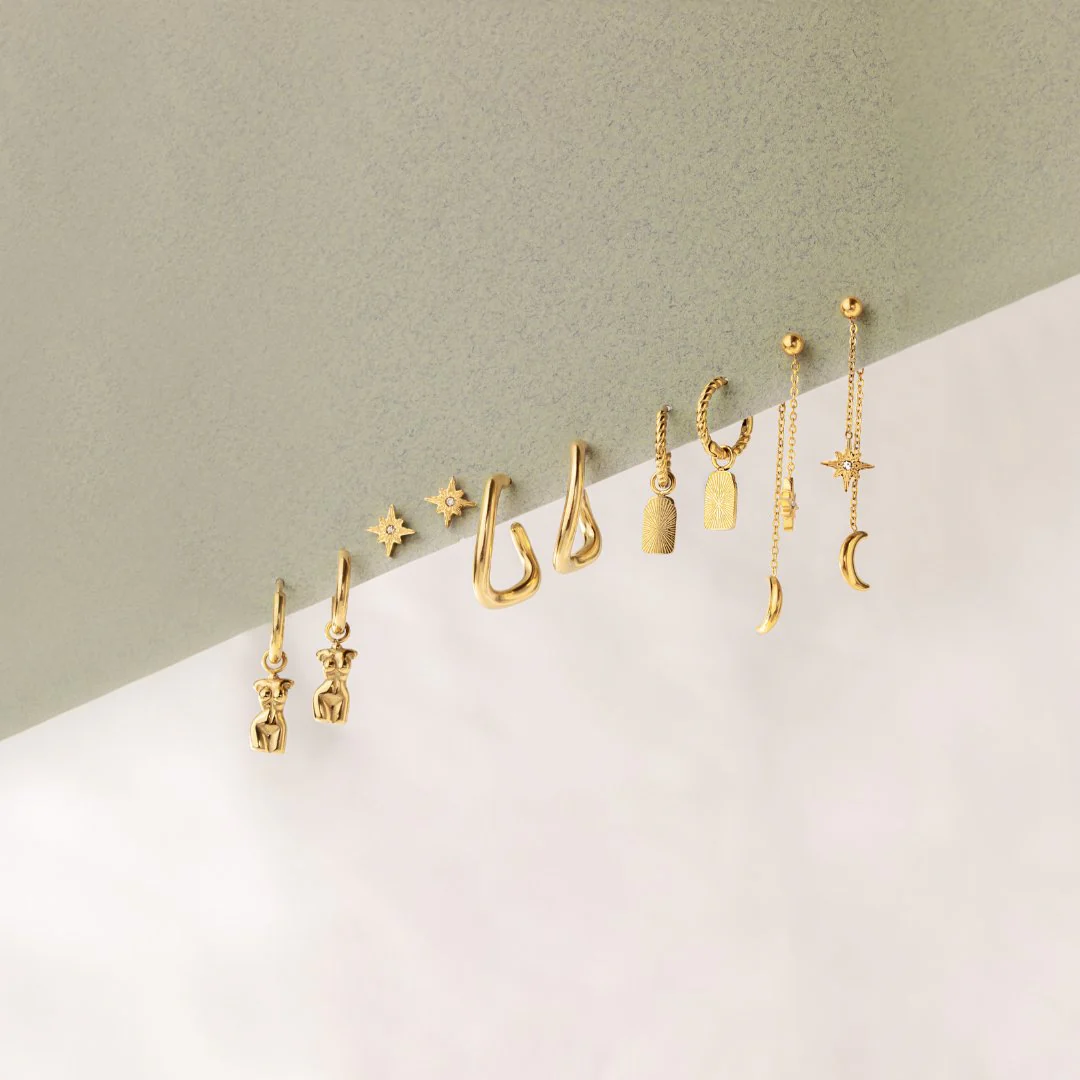 Sisterhood Bond Hoops Stud Earrings Gold - Image 4