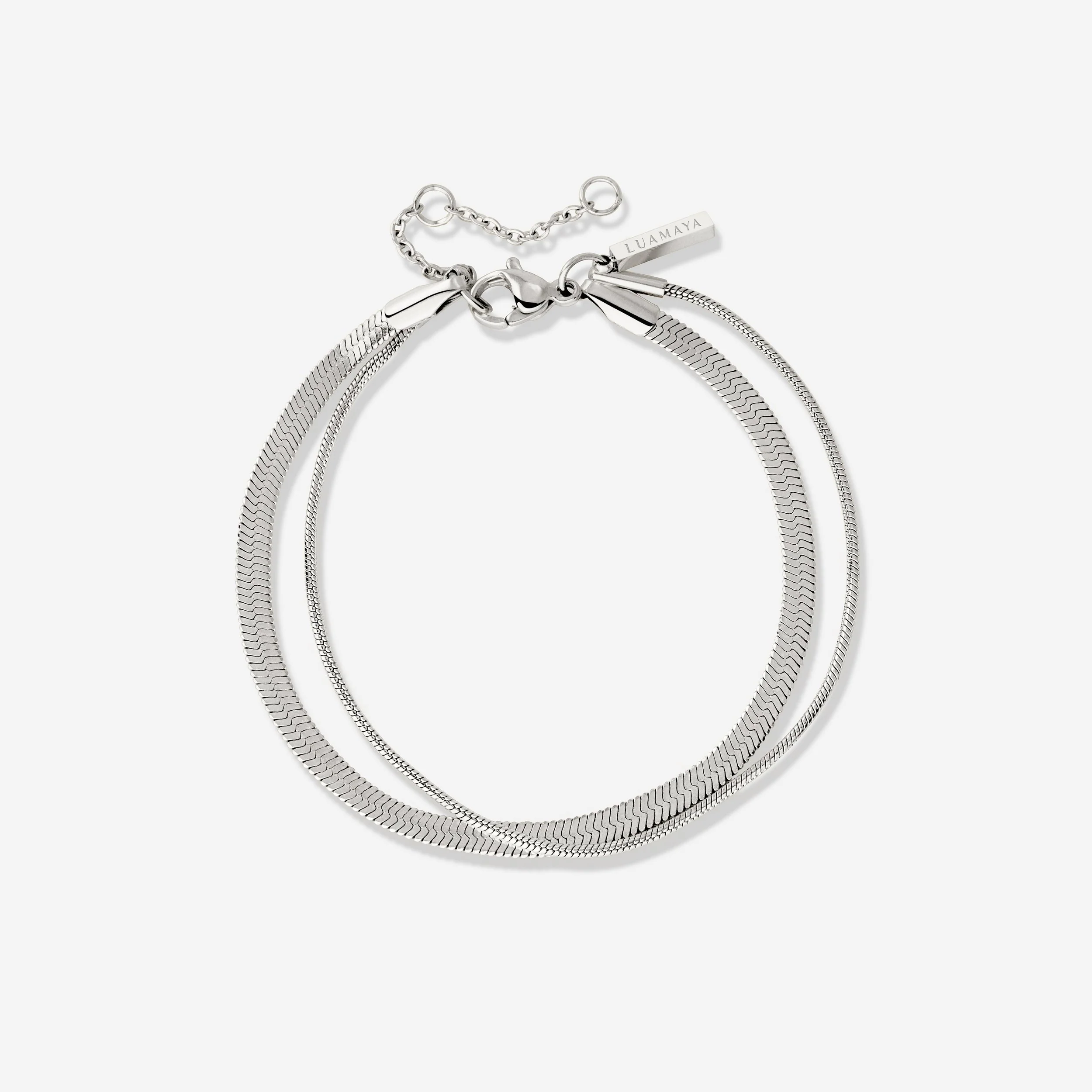 Snake Chain Double Bracelet Silver
