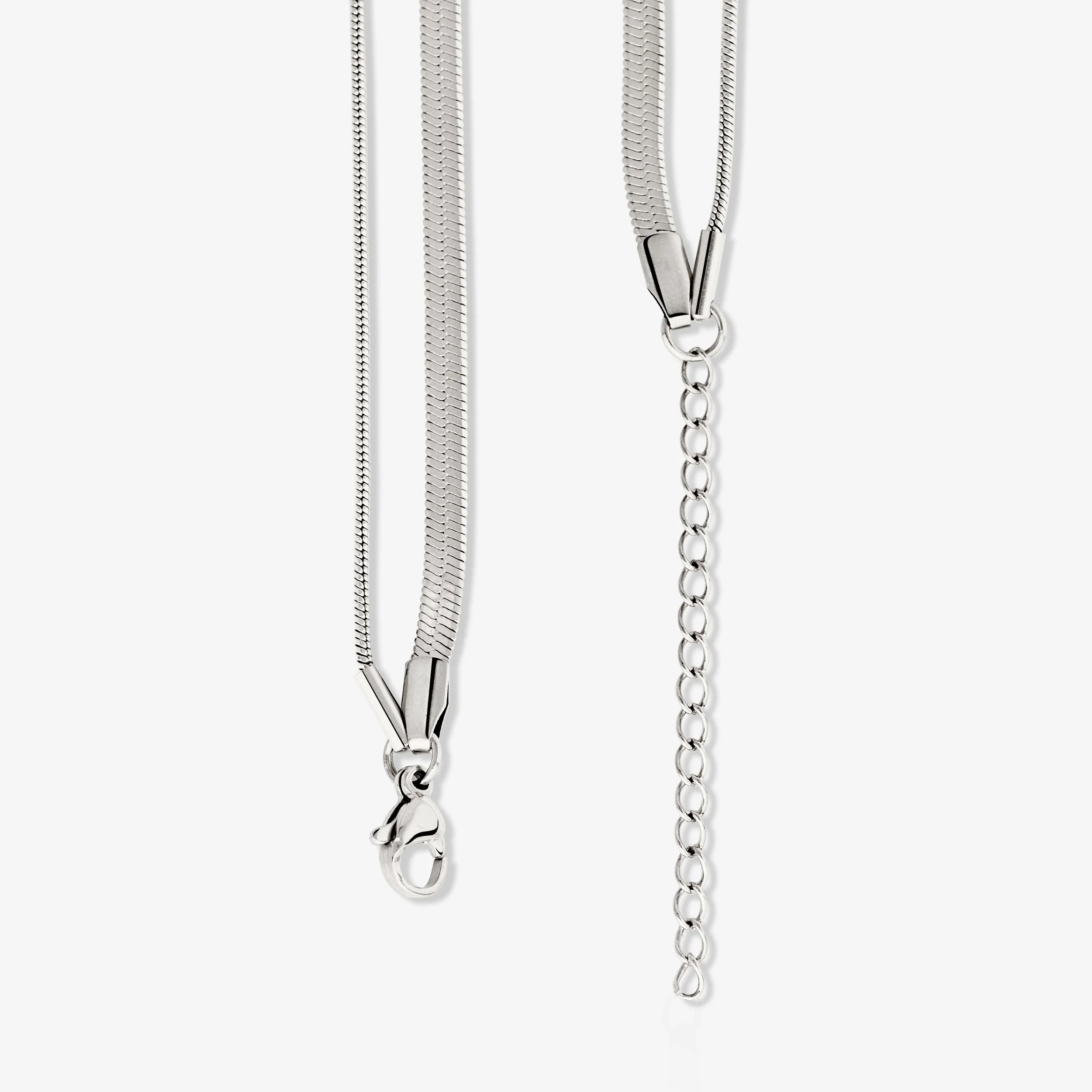 Snake Chain Double Necklace Silver - Image 6