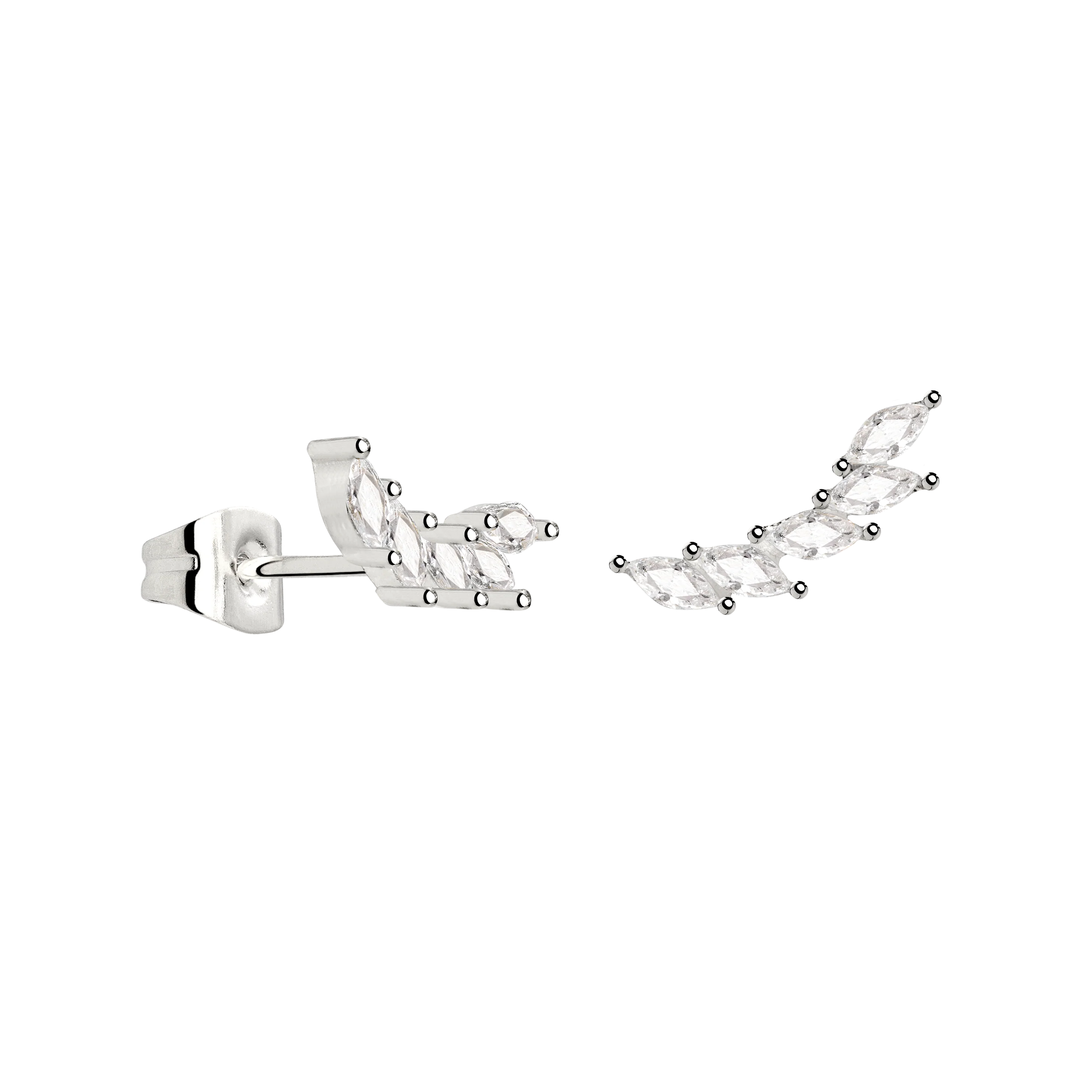 Sparkle Leaf Studs Silver