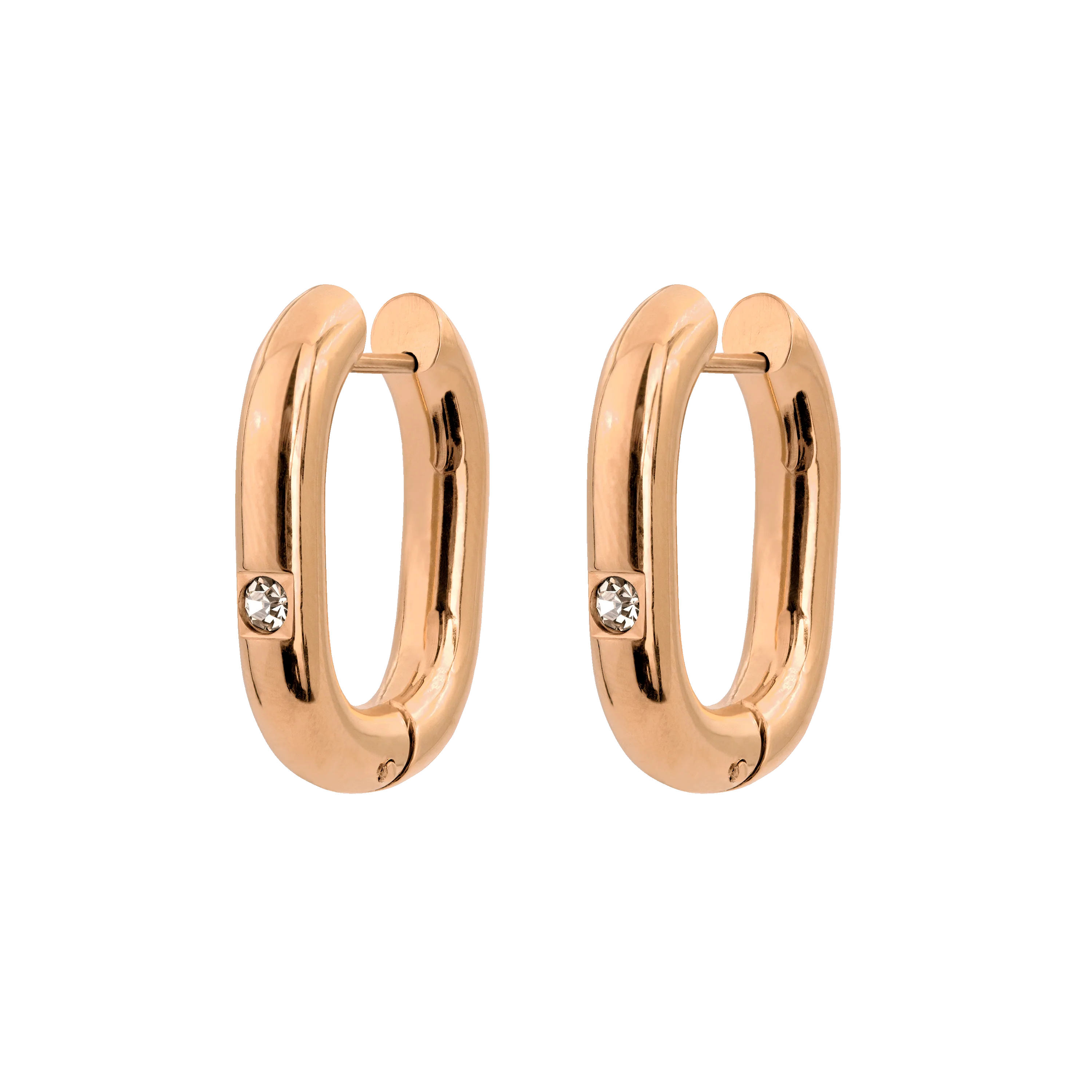 Sparkle Oval Hoops Medium Rose Gold