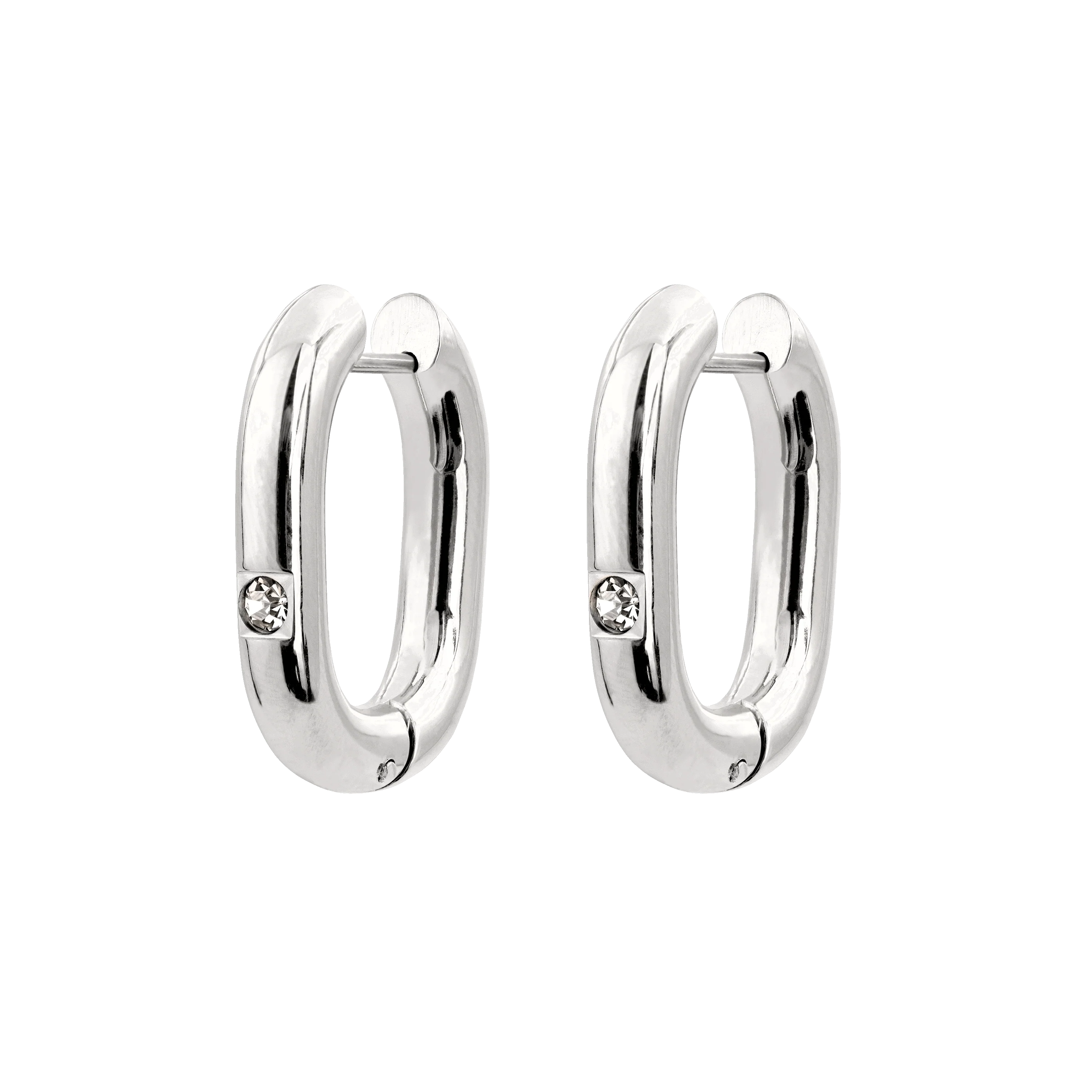 Sparkle Oval Hoops Medium Silver