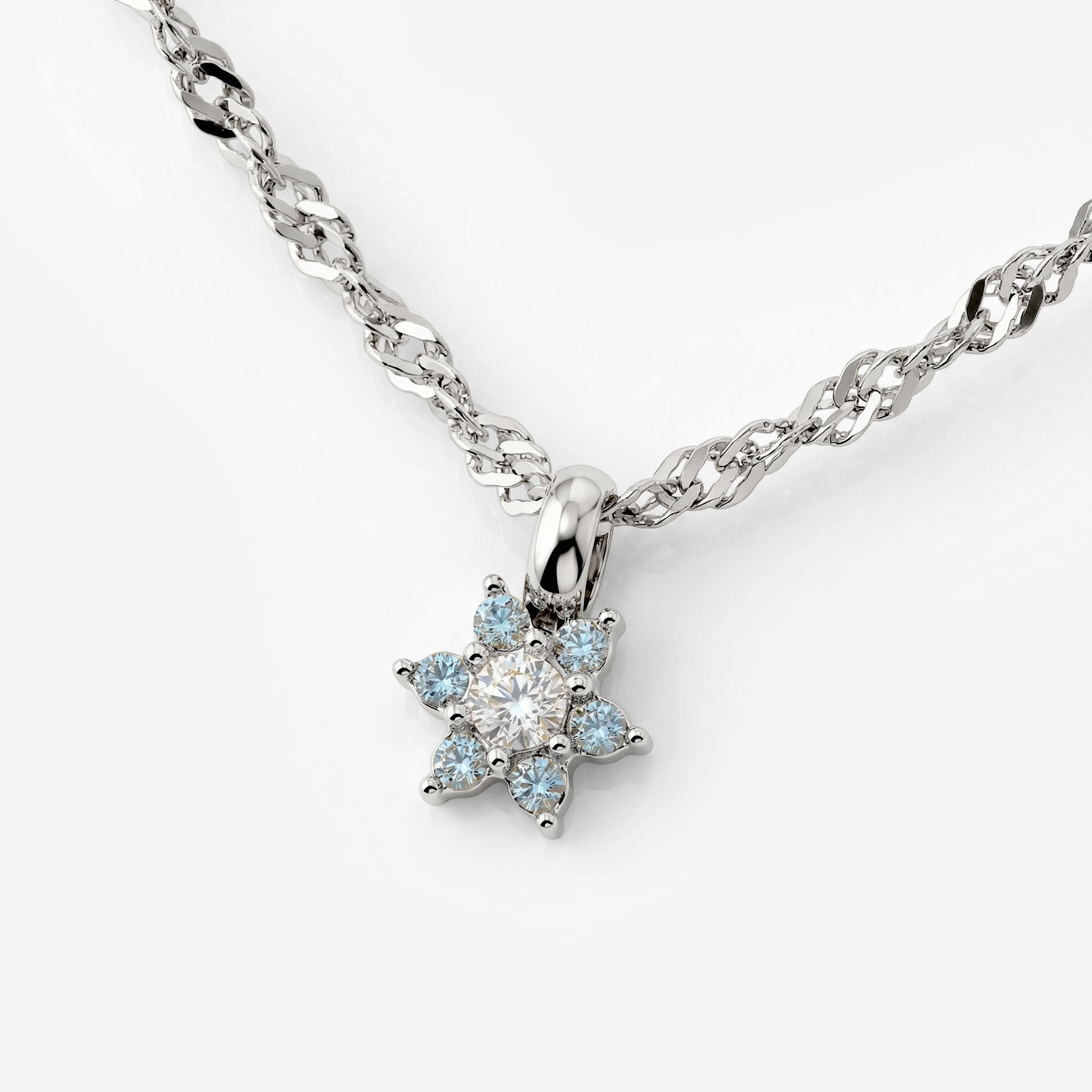 Sparkling Blue Petal Necklace Silver - Image 4