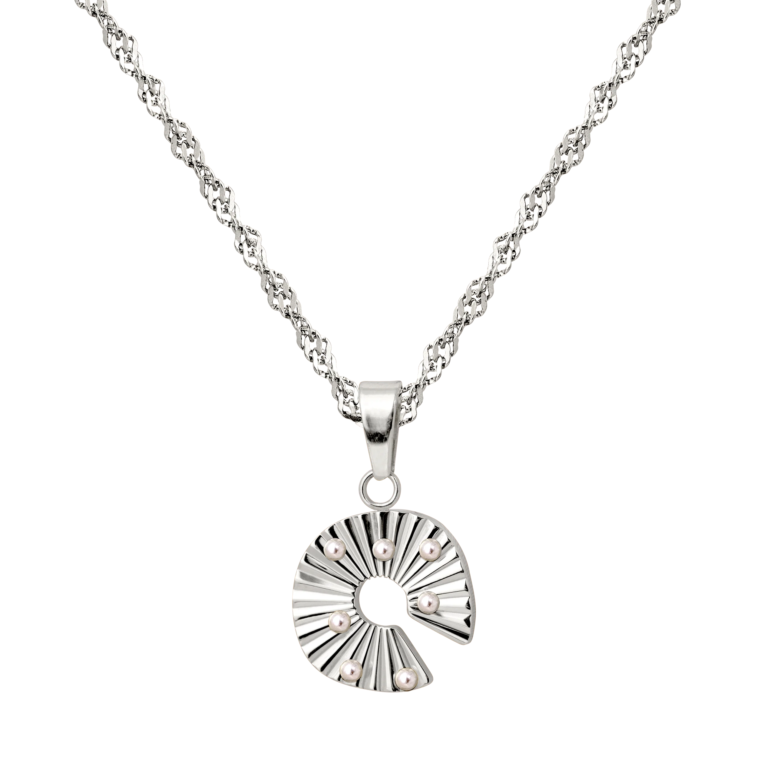 Sparkling Donut Necklace Silver