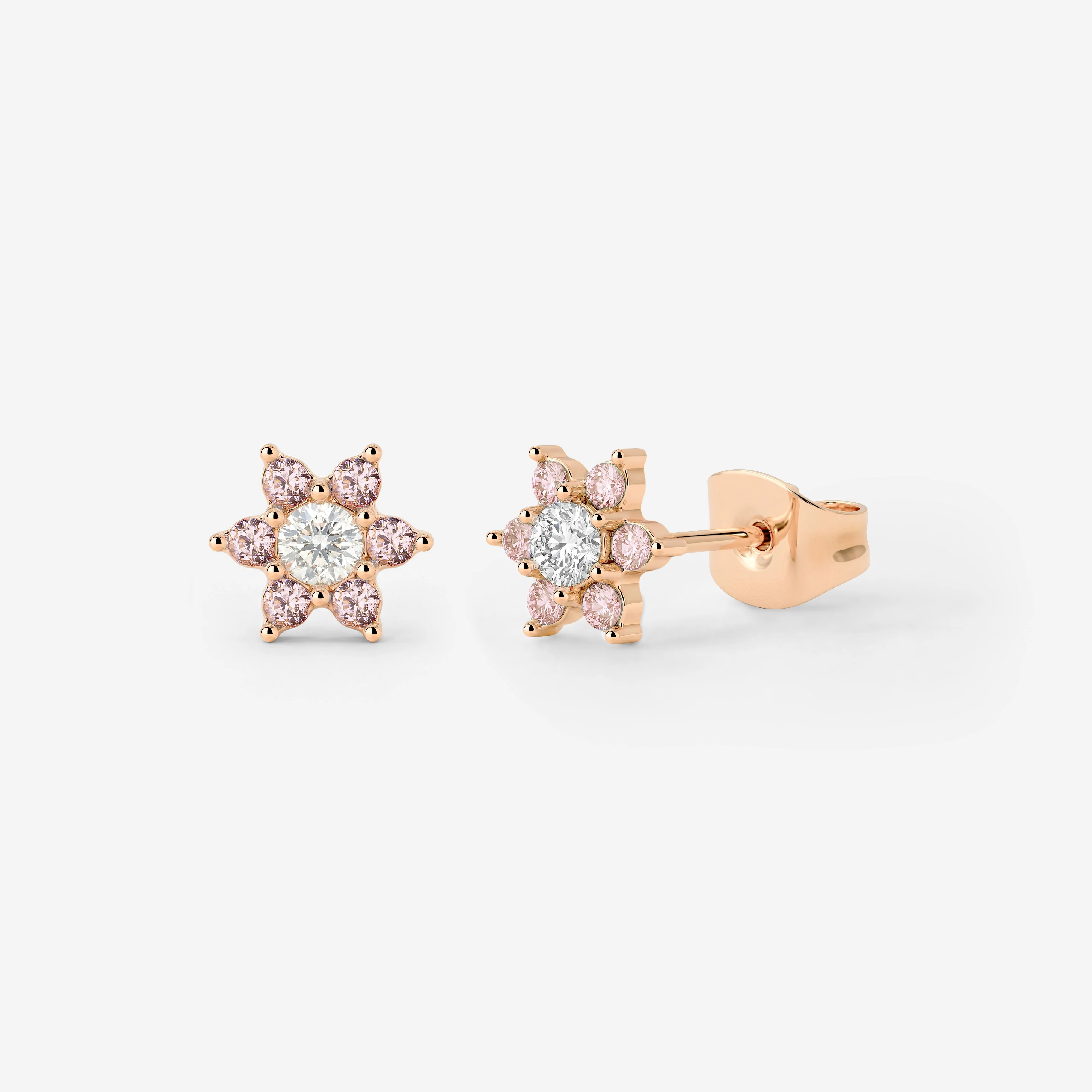 Sparkling Pink Petal Studs Rose Gold - Image 4