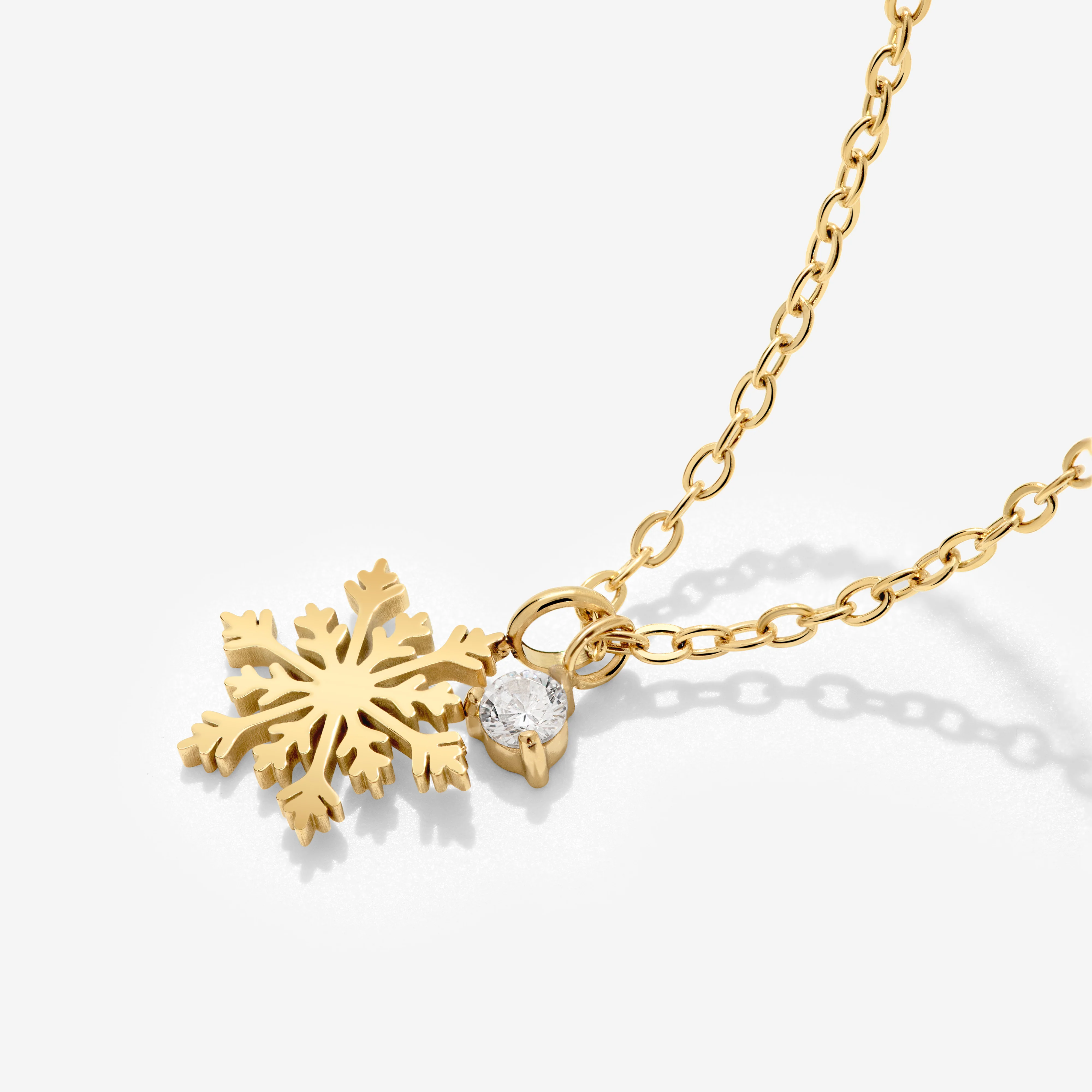 Sparkling Snowflake Necklace Gold - Image 4