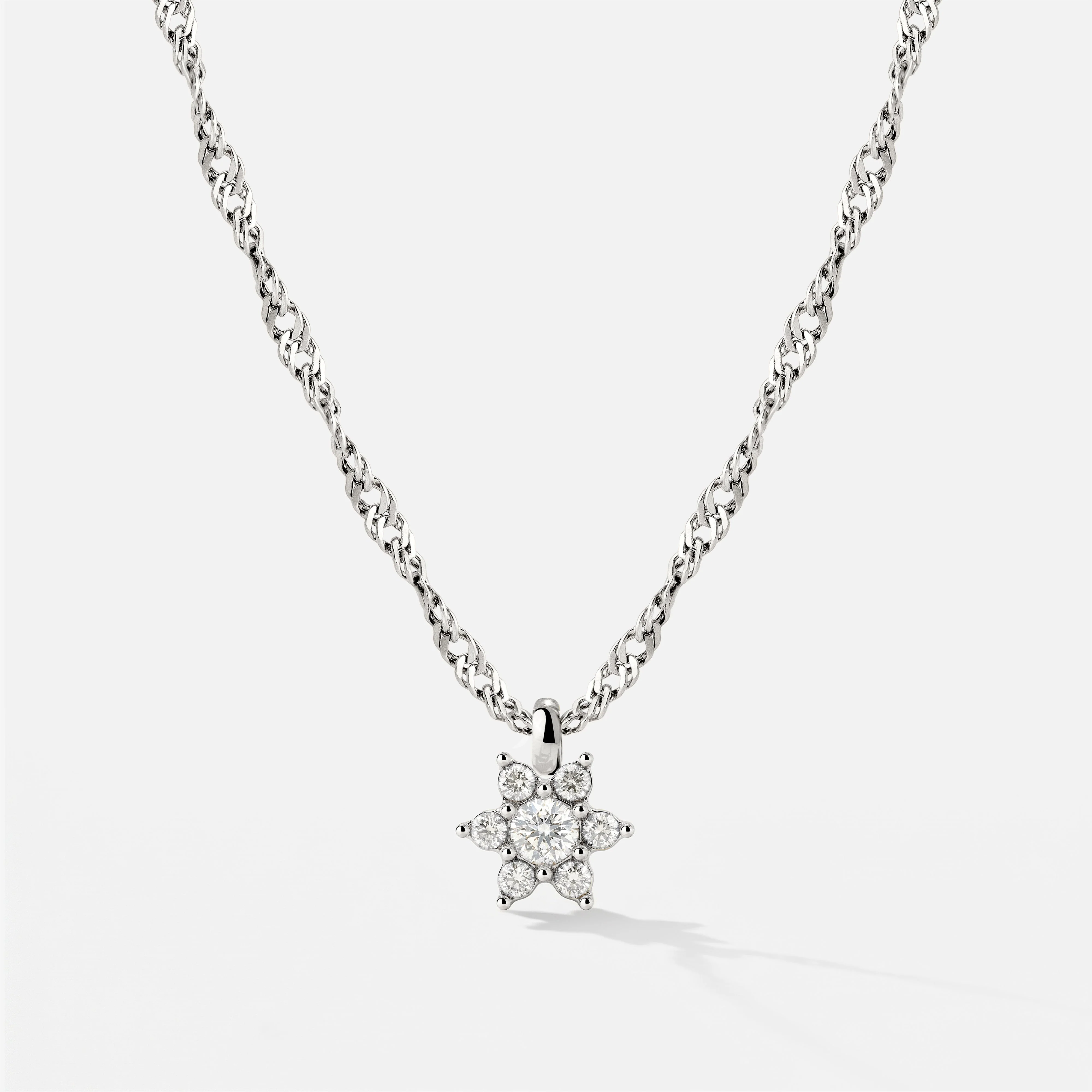 Sparkling White Petal Necklace Silver