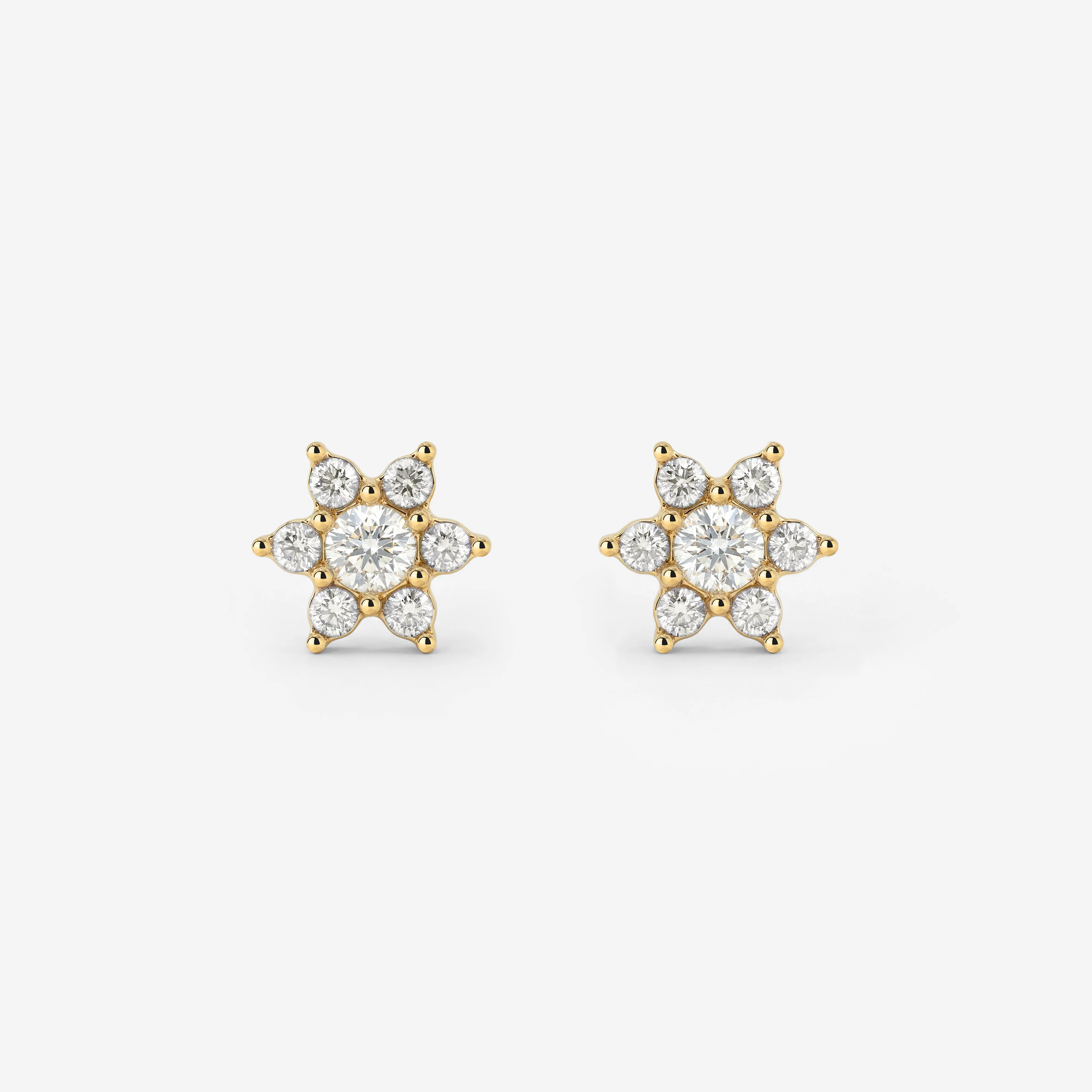 Sparkling White Petal Studs Gold