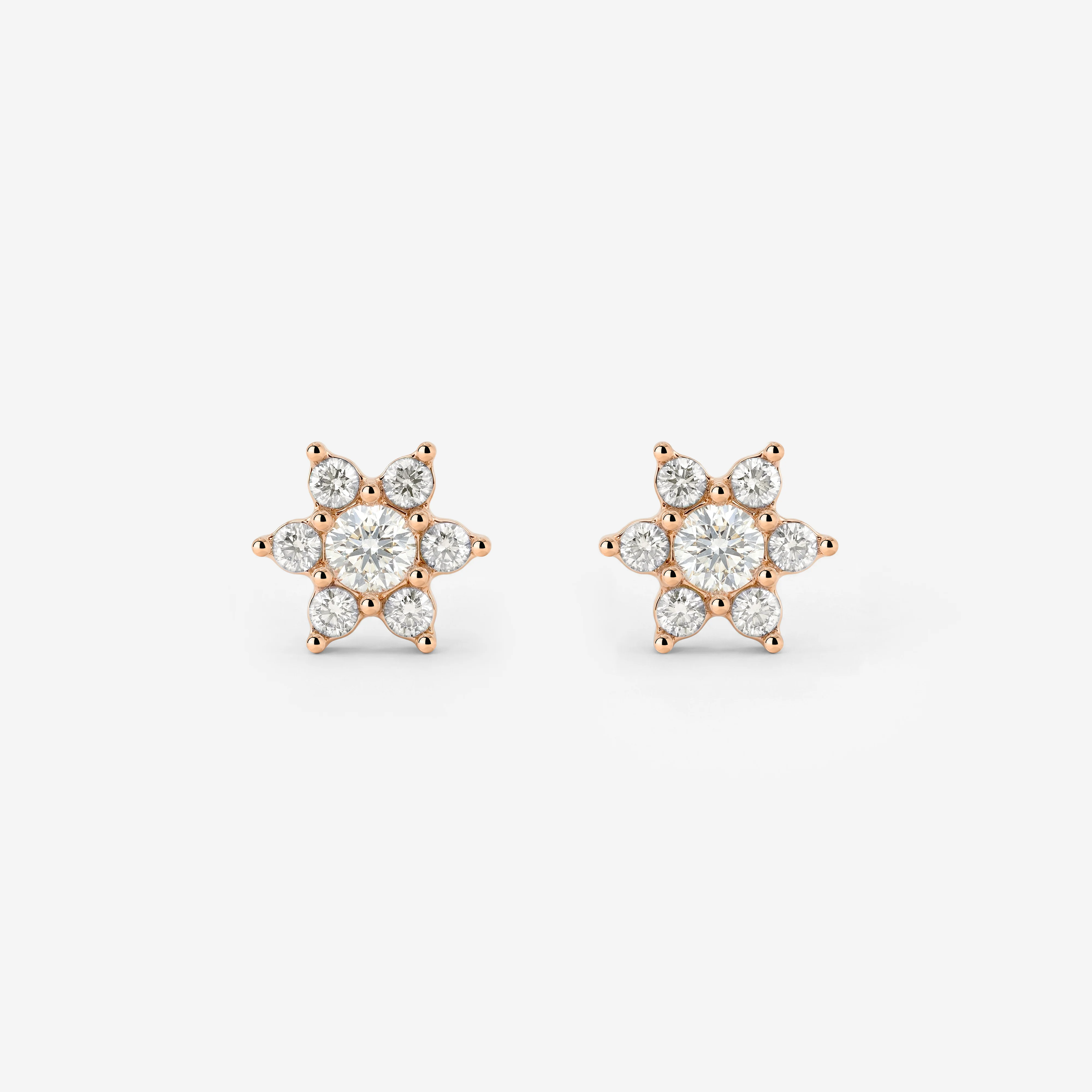 Sparkling White Petal Studs Rose Gold