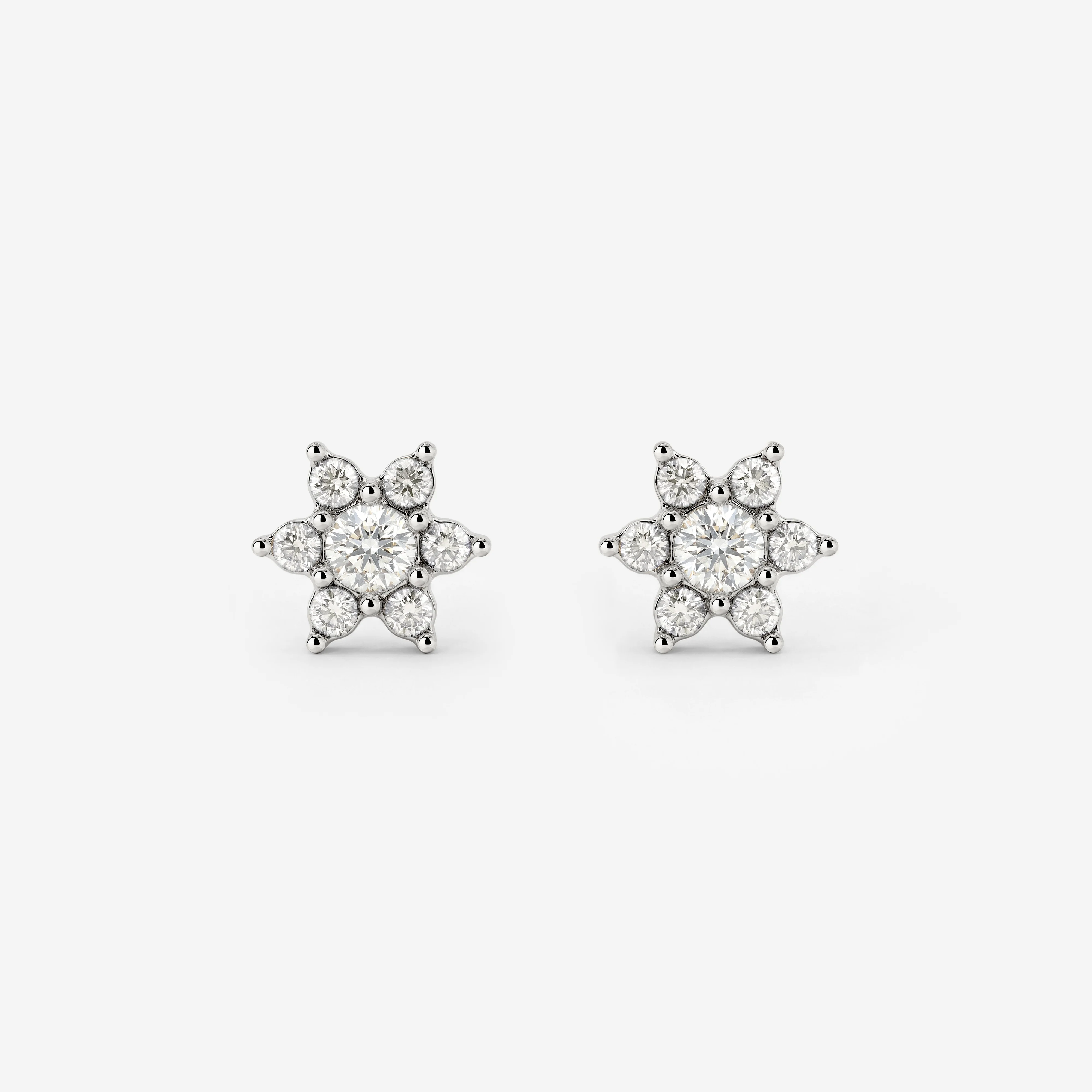 Sparkling White Petal Studs Silver